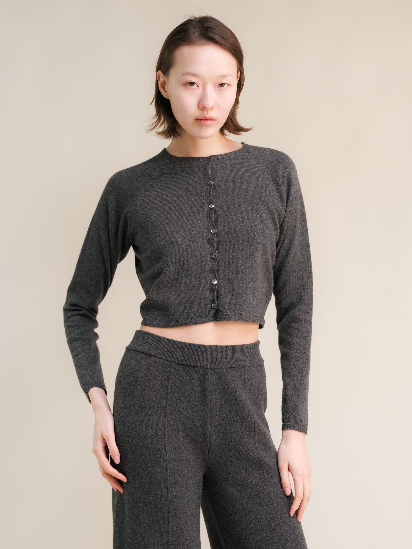 Cashmere Mix Cropped Cardigan (3D-Knit)
