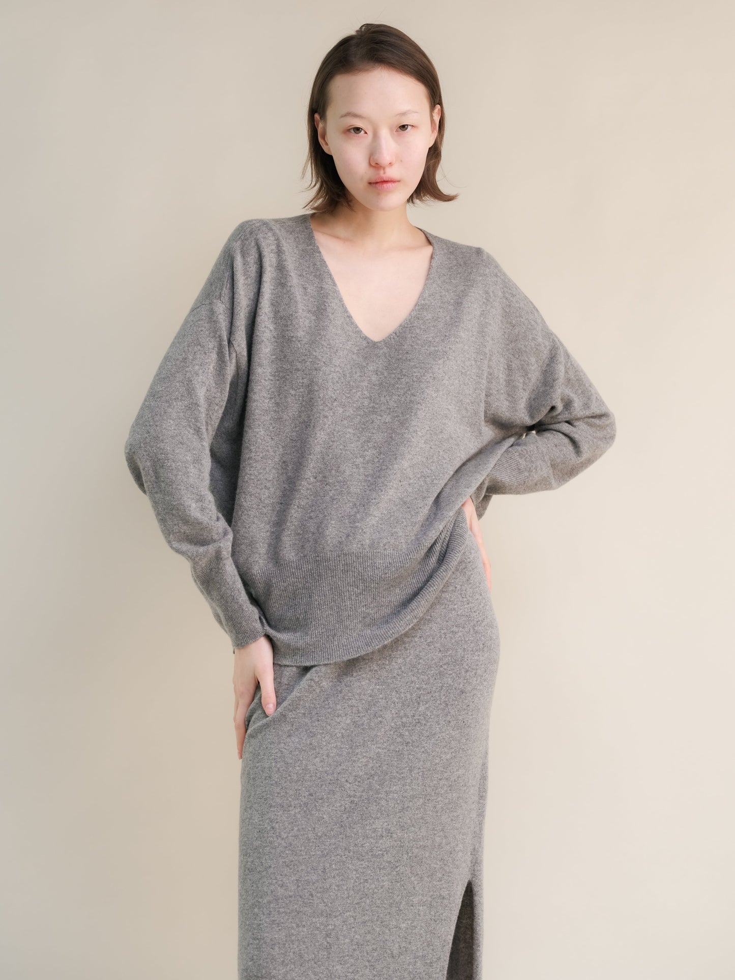 Cashmere Mix Maxi V-Neck Sweater