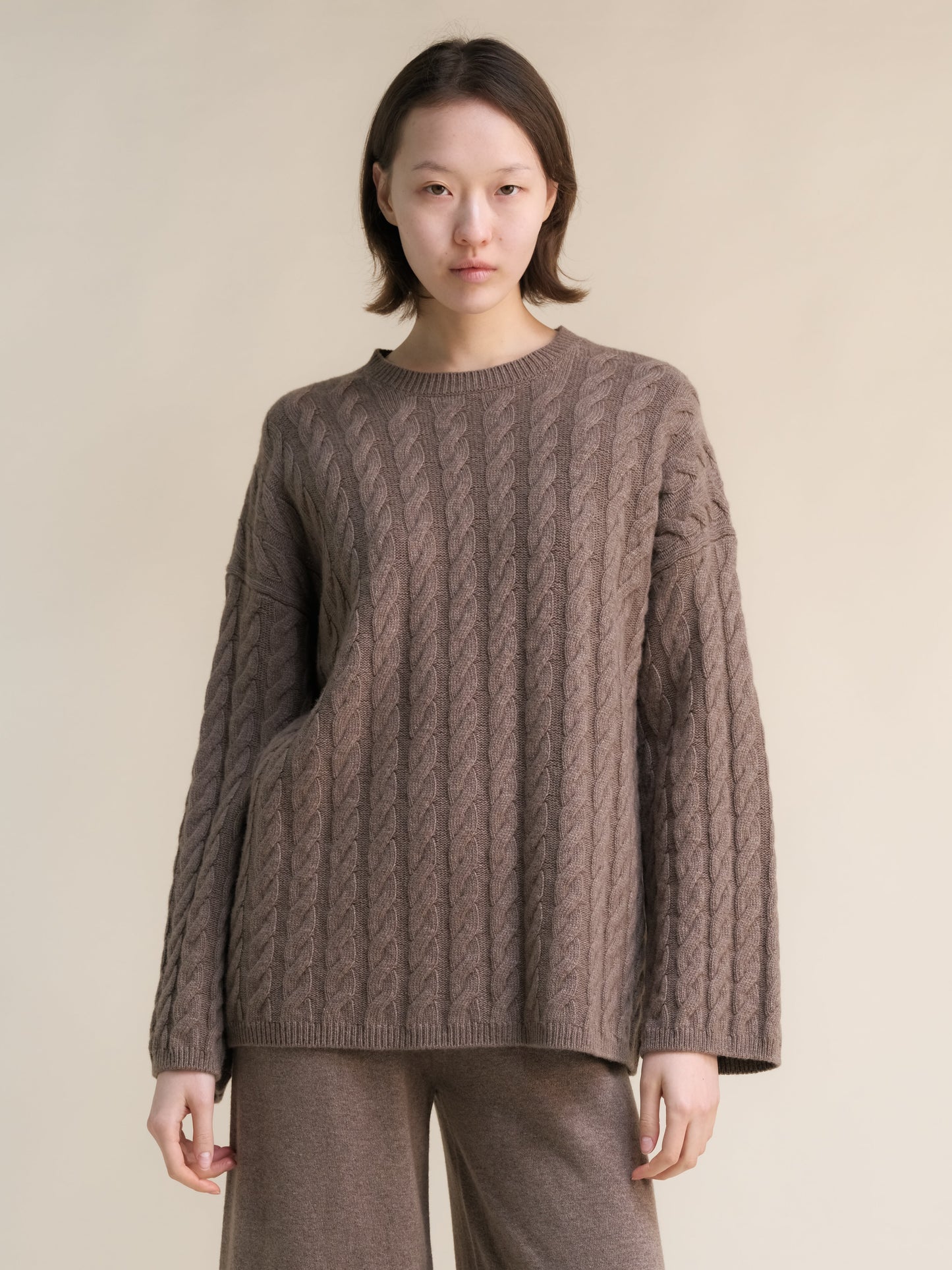 Maxi Cable-Knit Sweater in Cashmere Mix
