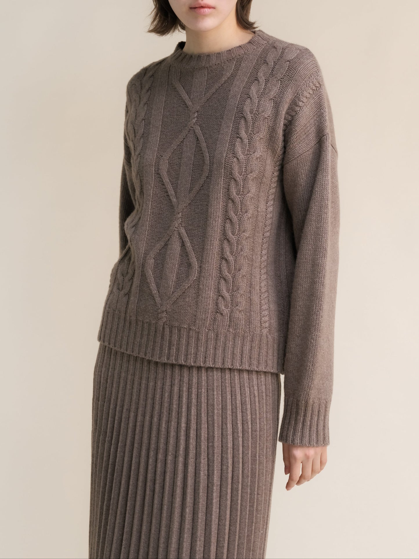 Cashmere Mix Cable Knit Sweater