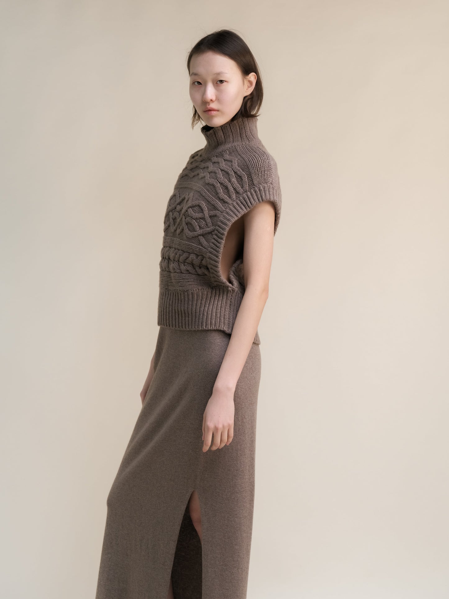 Cashmere Mix Maxi Cable Tunic