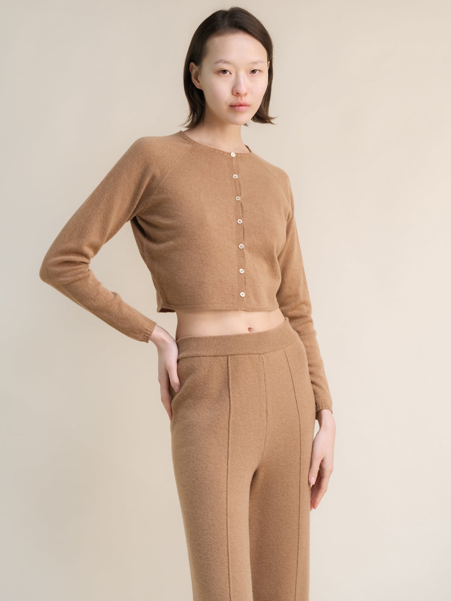 Cashmere Mix Cropped Cardigan (3D-Knit)