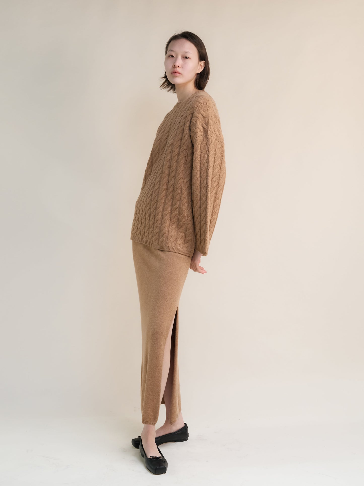 Maxi Cable-Knit Sweater in Cashmere Mix