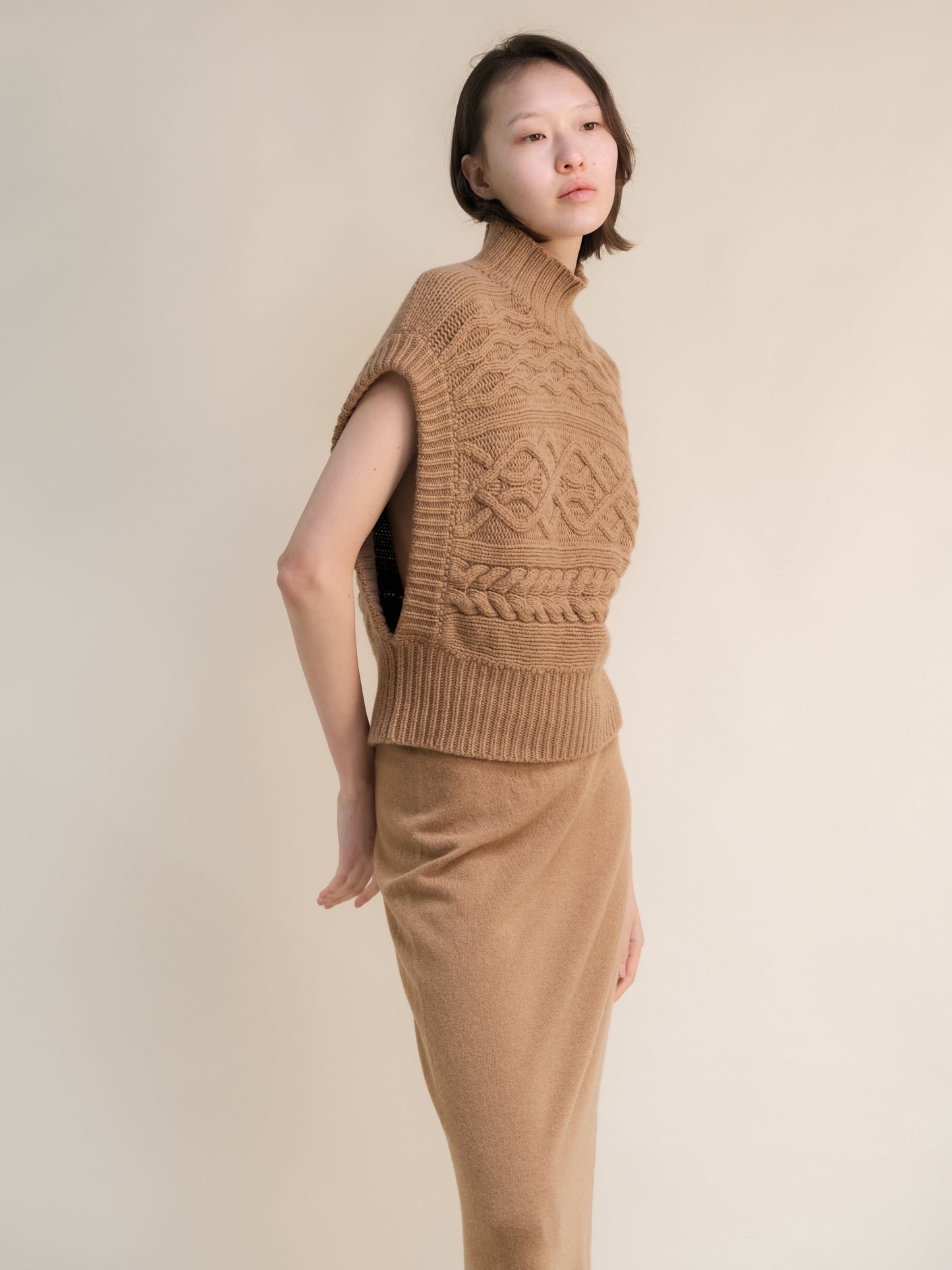 Cashmere Mix Maxi Cable Tunic