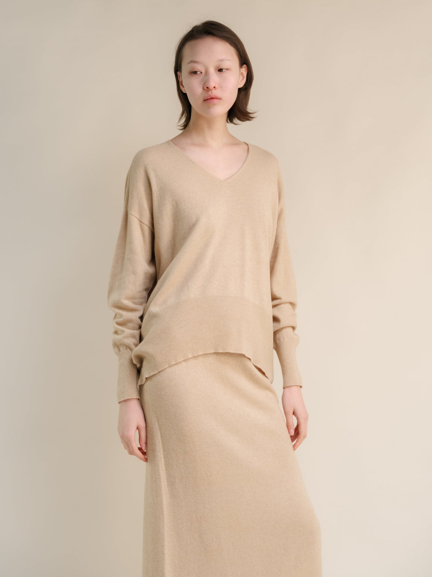 Cashmere Mix Maxi V-Neck Sweater