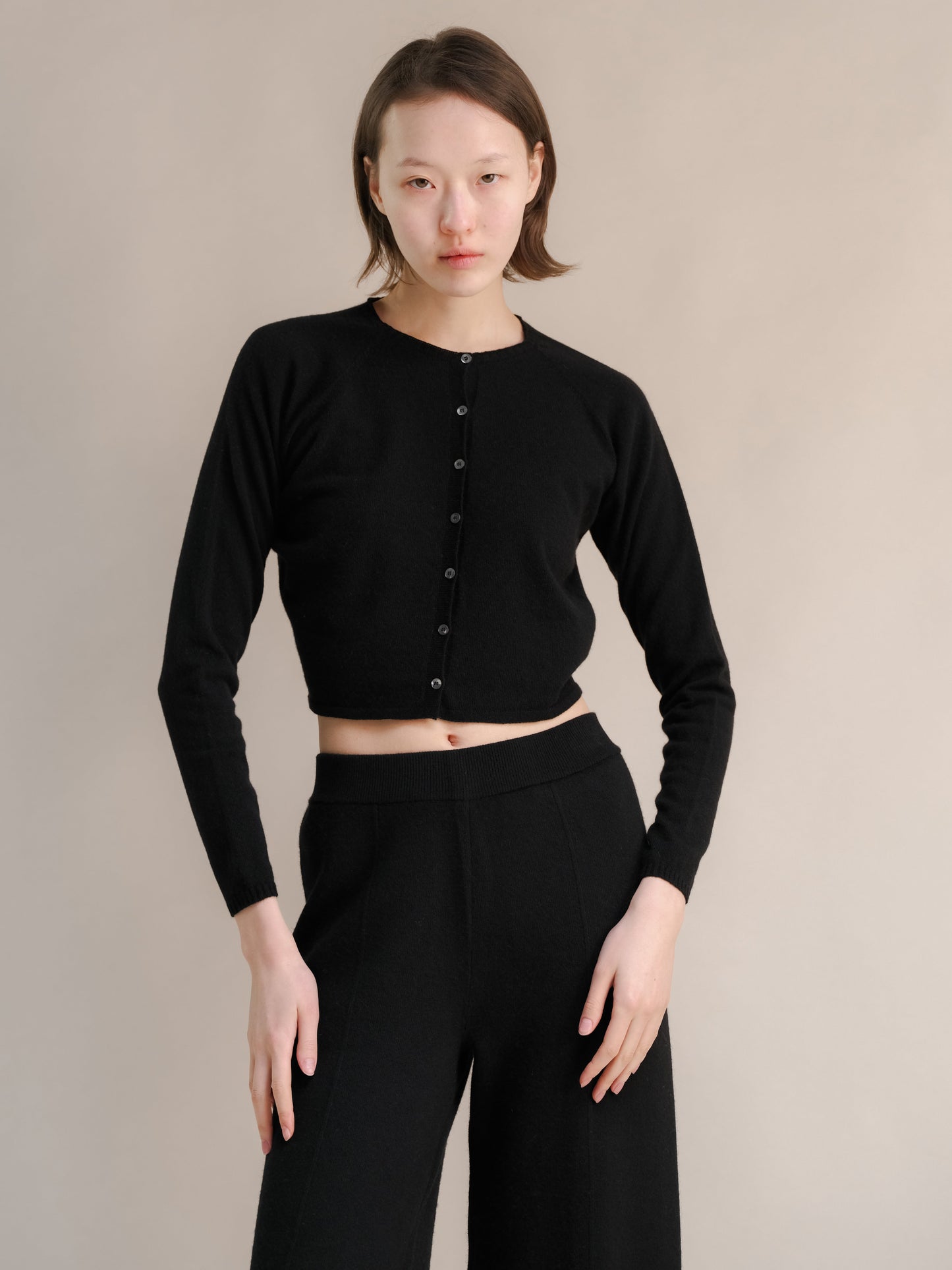 Cashmere Mix Cropped Cardigan (3D-Knit)