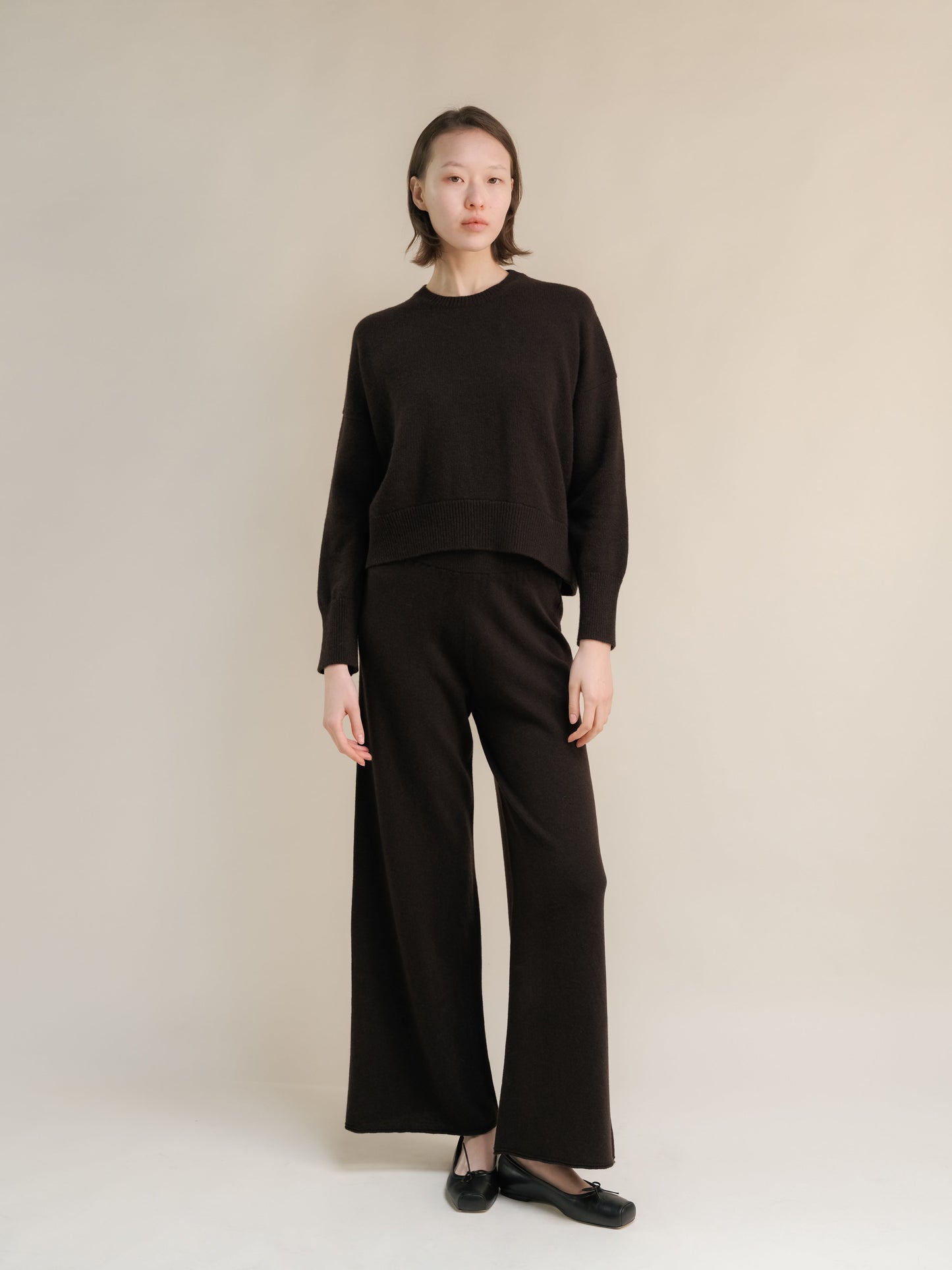 Cashmere Mix Wide Legged Light Pants (3D-Knit)