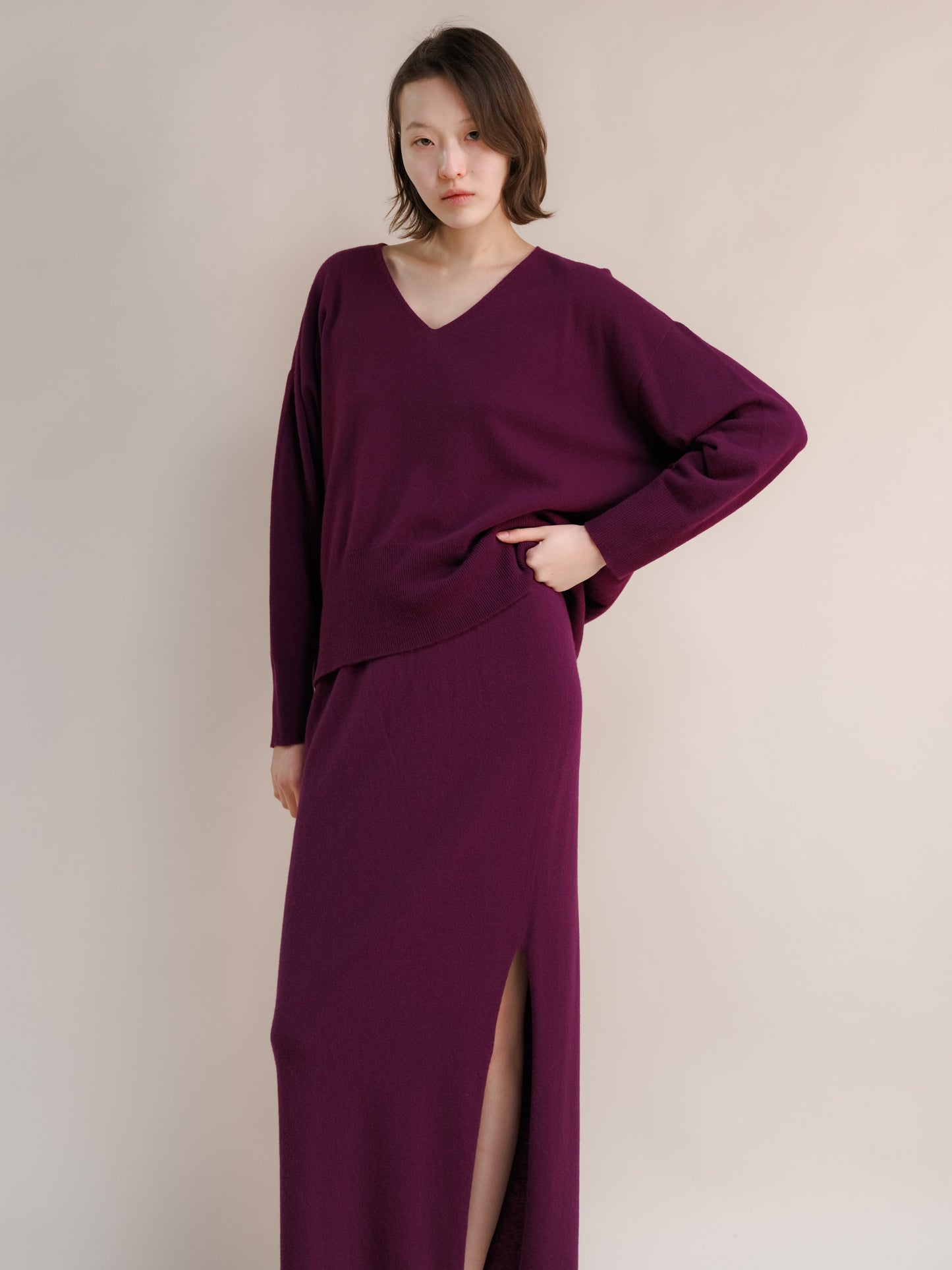 Cashmere Mix Maxi V-Neck Sweater