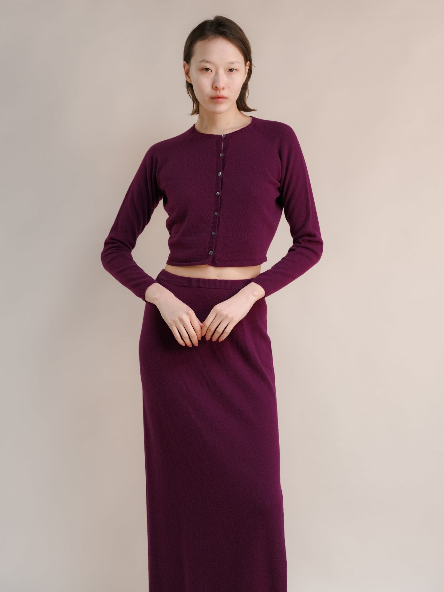 Cashmere Mix Cropped Cardigan (3D-Knit)