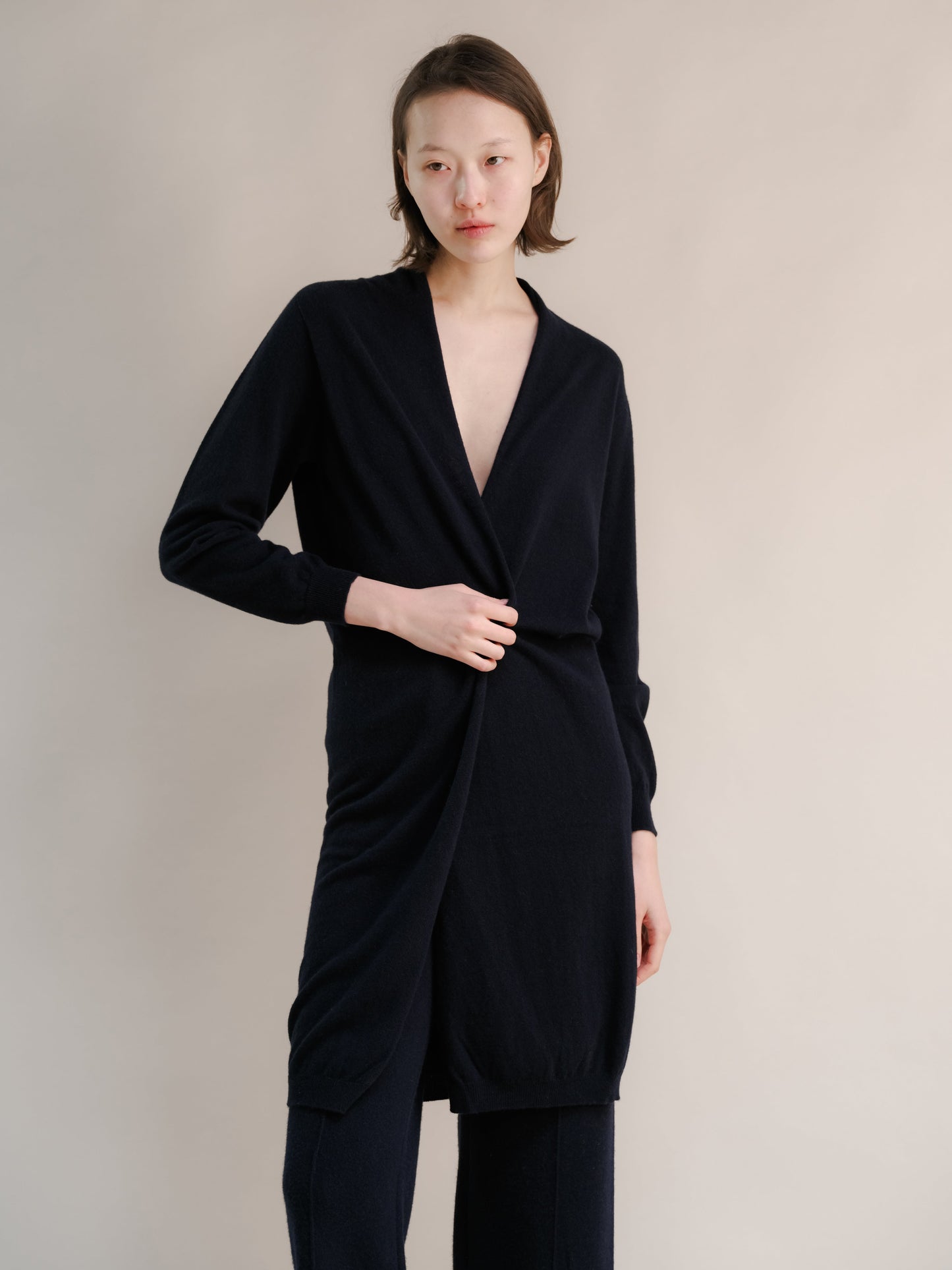 Cashmere Mix Superfine Long Cardigan (3D-Knit)