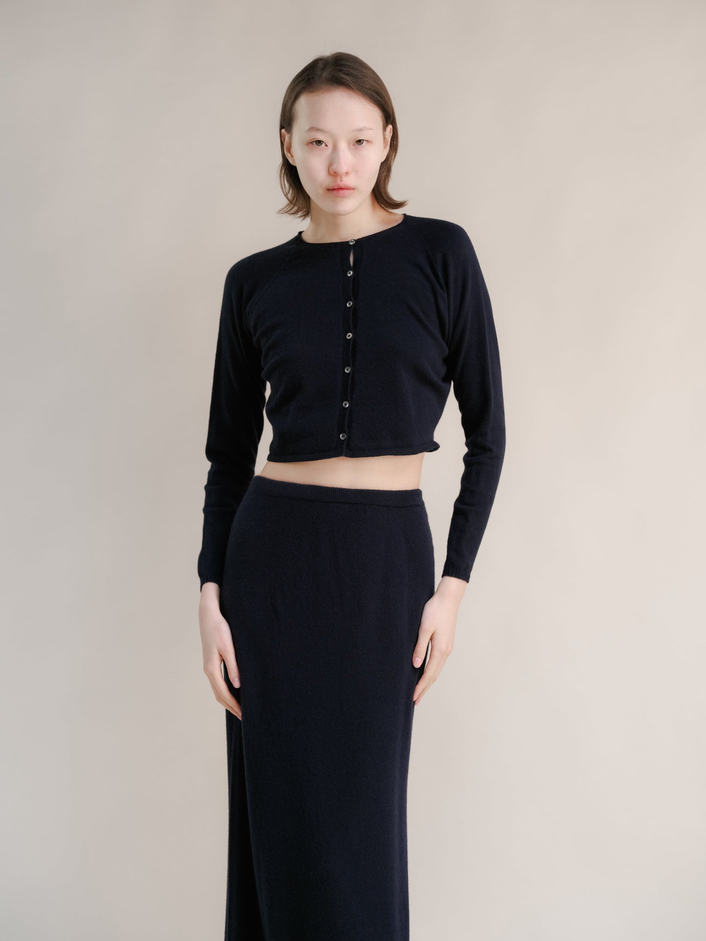 Cashmere Mix Cropped Cardigan (3D-Knit)