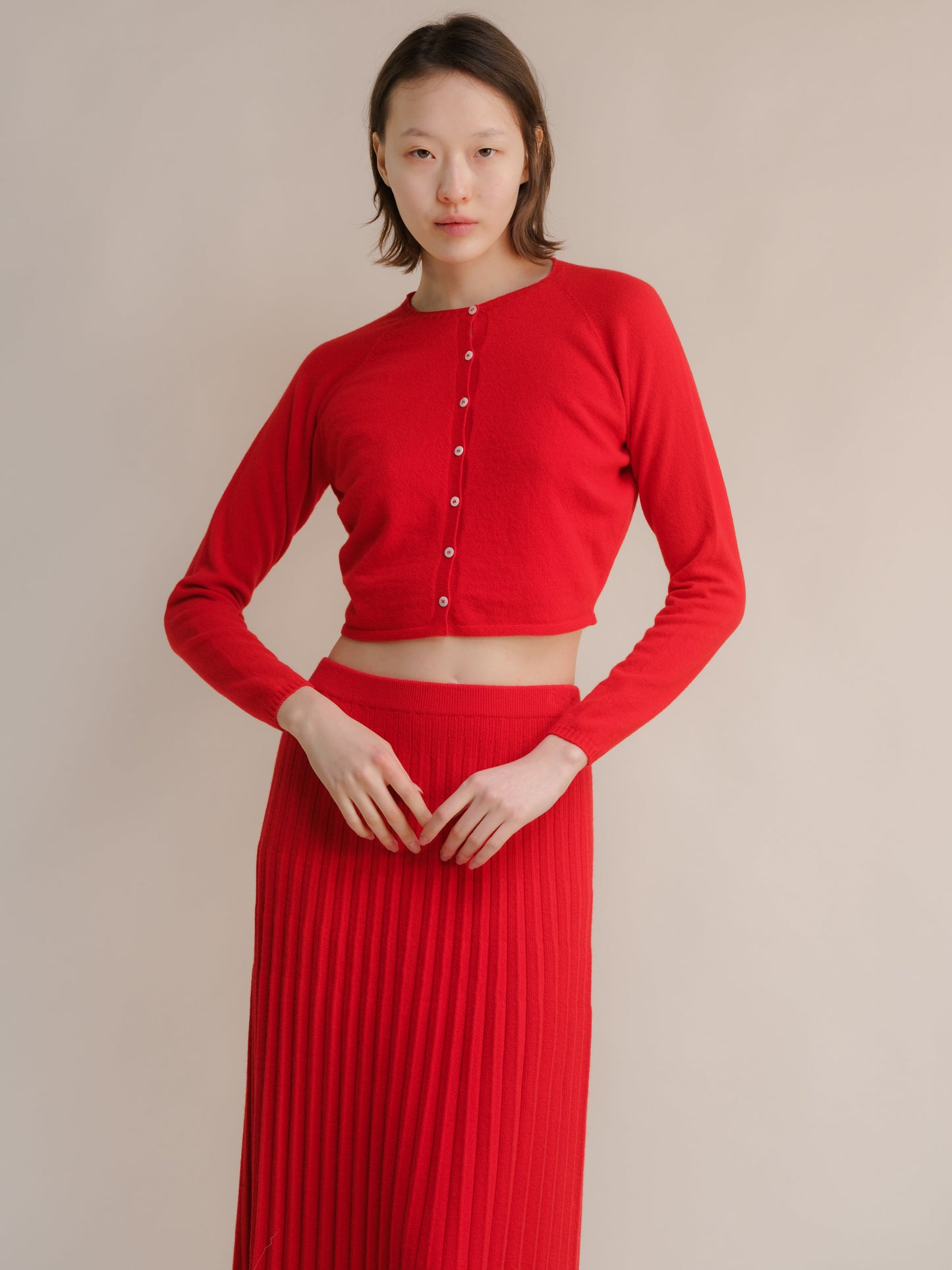 Cashmere Mix Cropped Cardigan (3D-Knit)