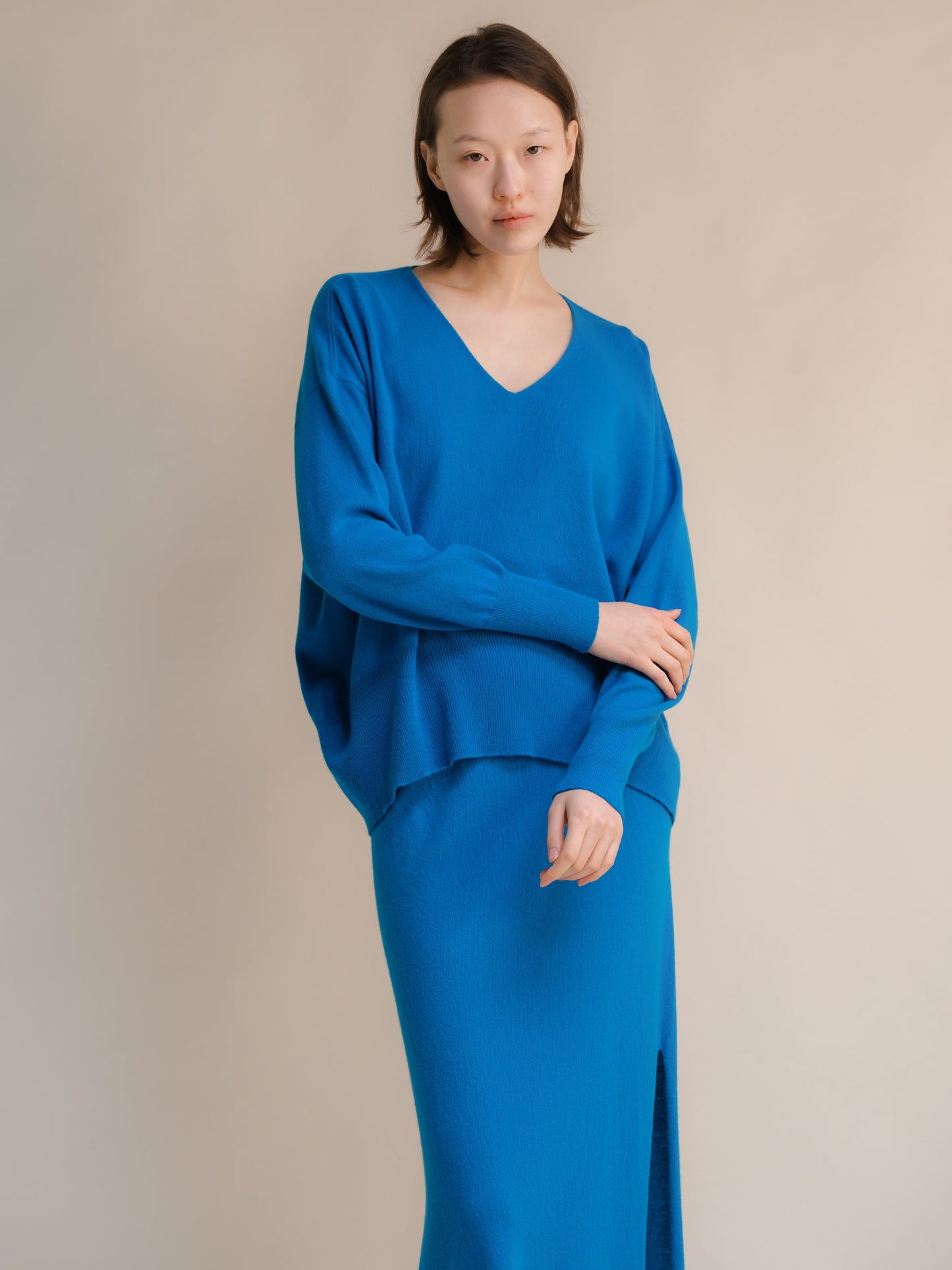 Cashmere Mix Maxi V-Neck Sweater