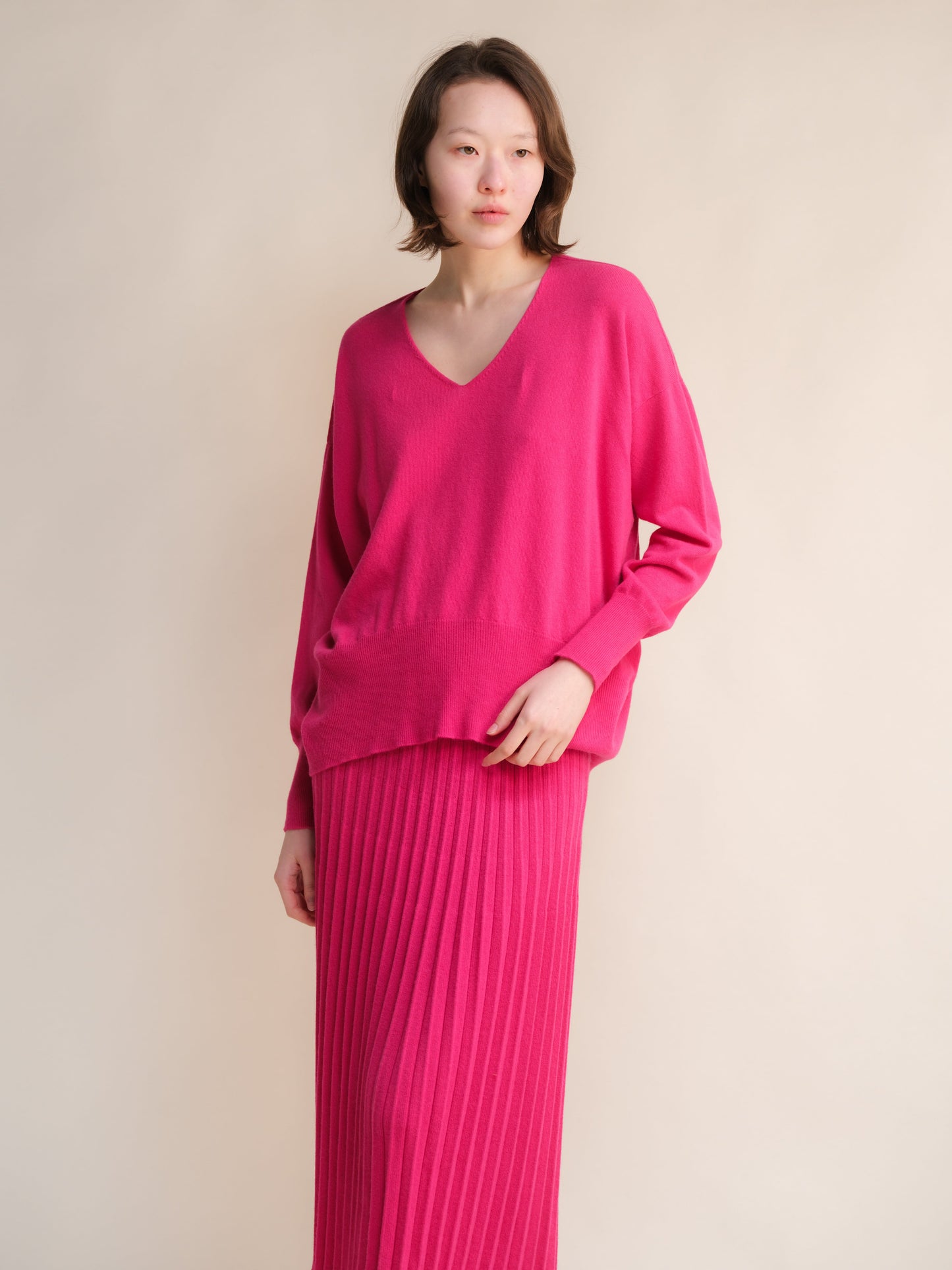 Cashmere Mix Maxi V-Neck Sweater