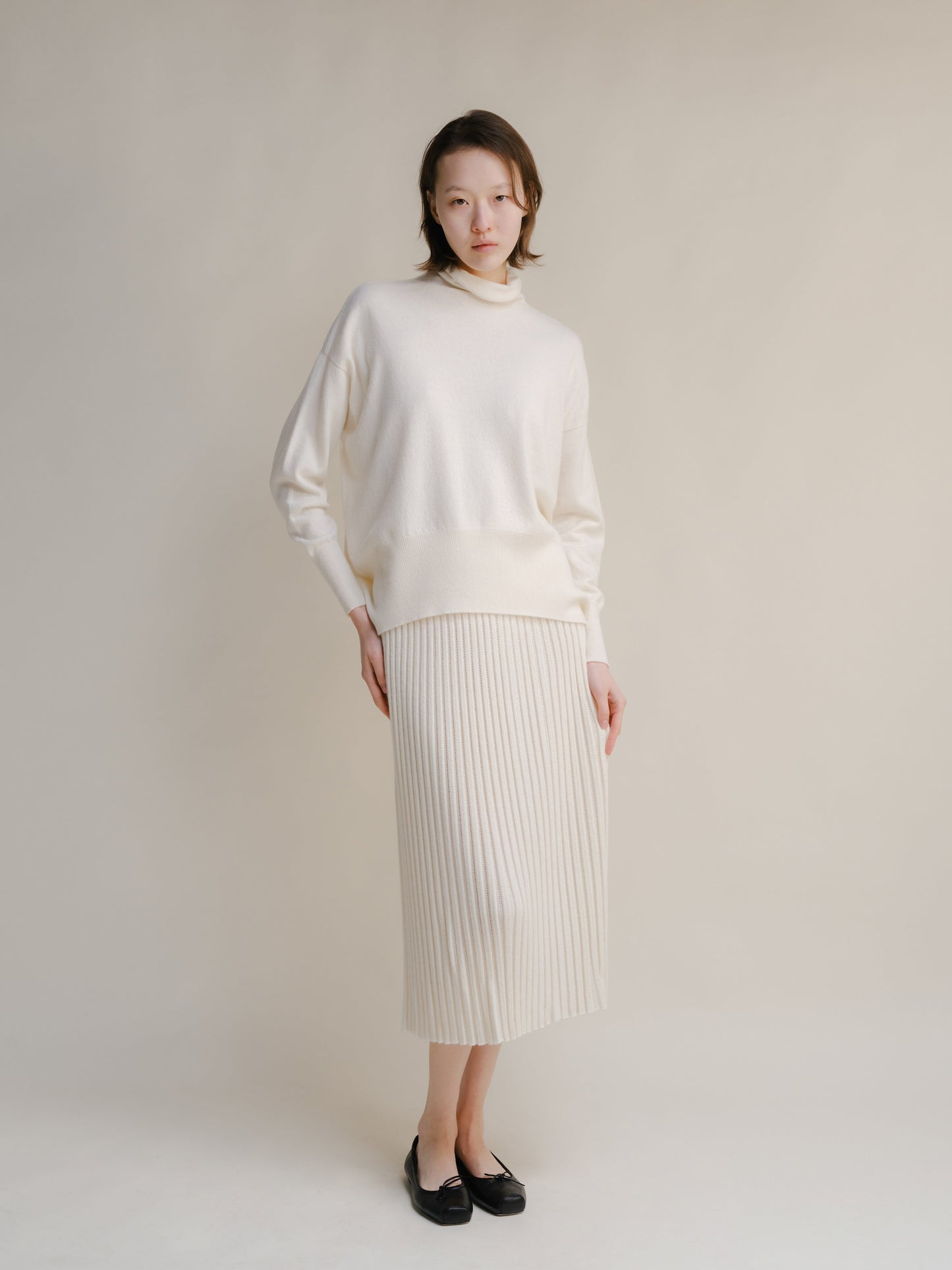 Cashmere Mix Maxi Turtleneck Sweater (3D-Knit)