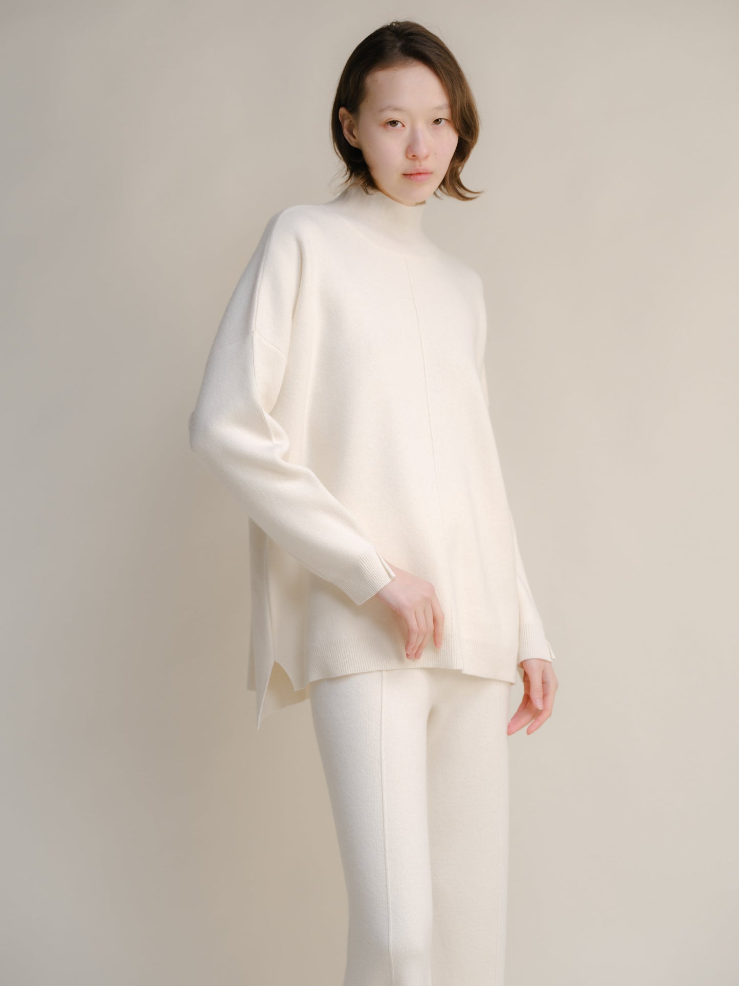 Cashmere Mix Solid Maxi Turtleneck Sweater