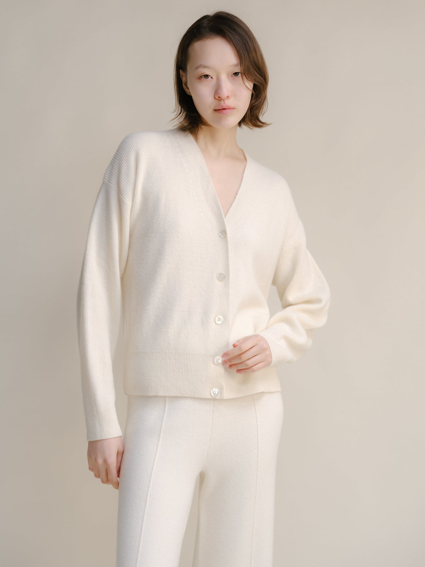 Cashmere Mix Ribbed Cardigan