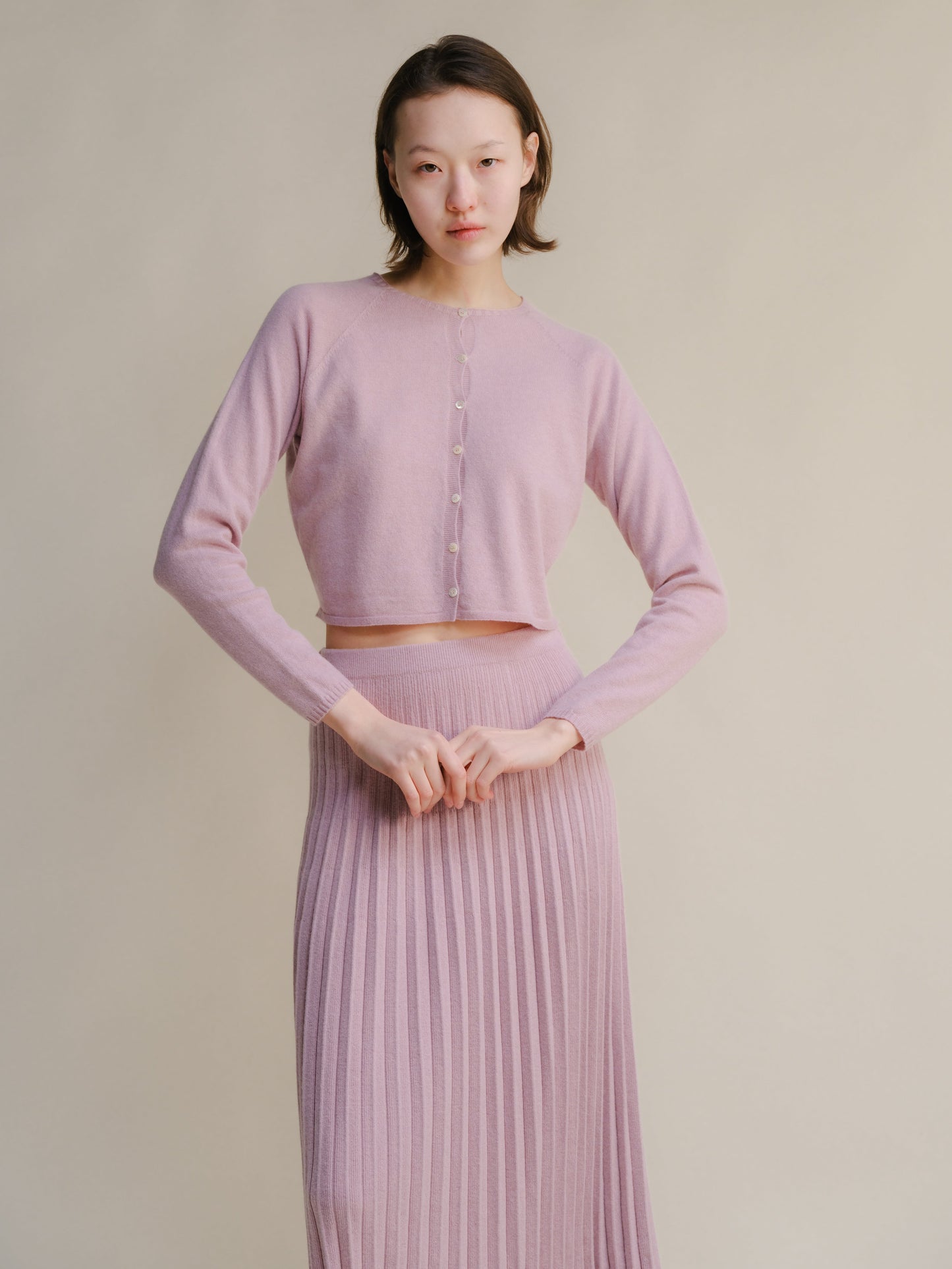 Cashmere Mix Cropped Cardigan (3D-Knit)