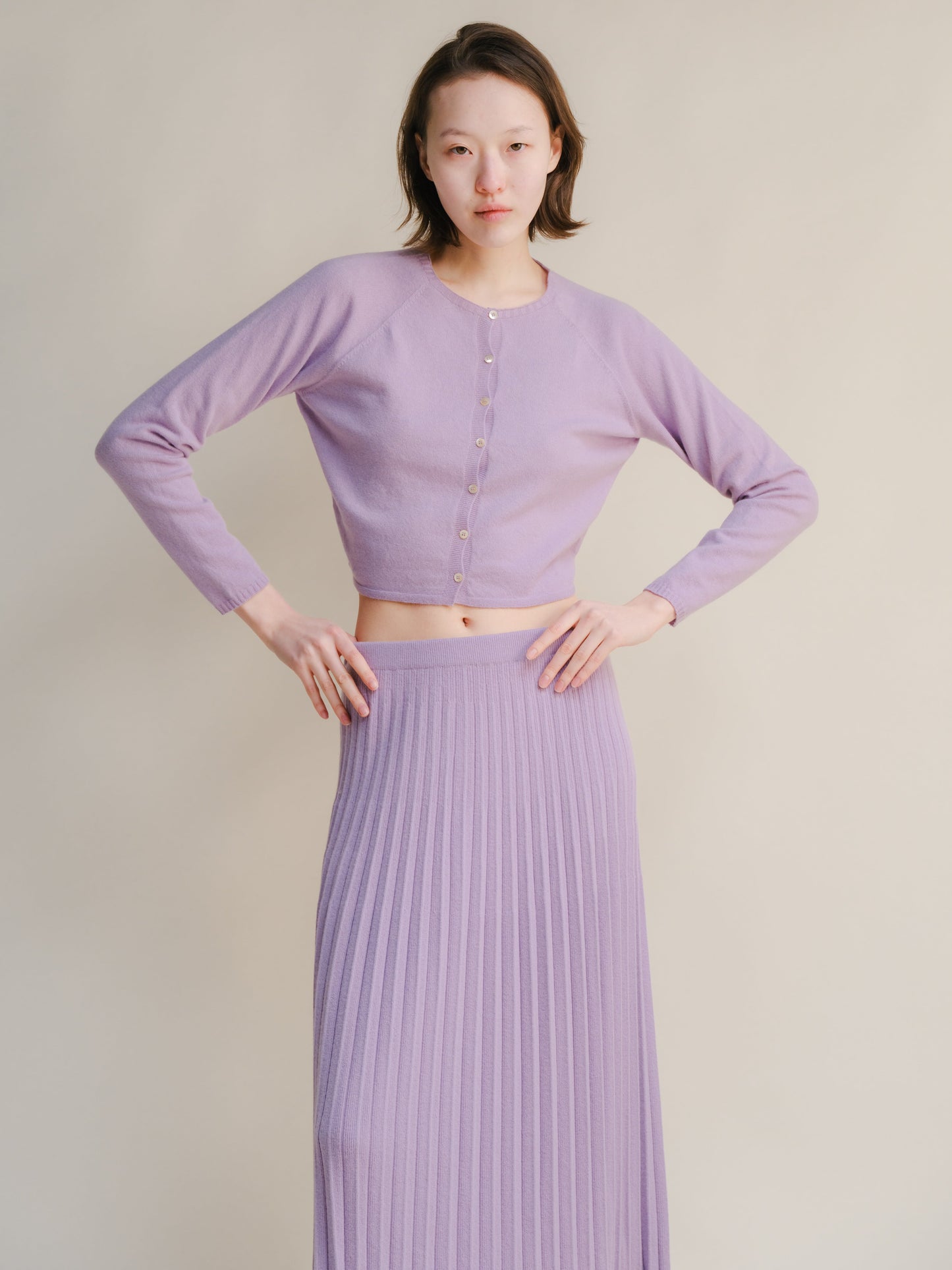 Cashmere Mix Cropped Cardigan (3D-Knit)