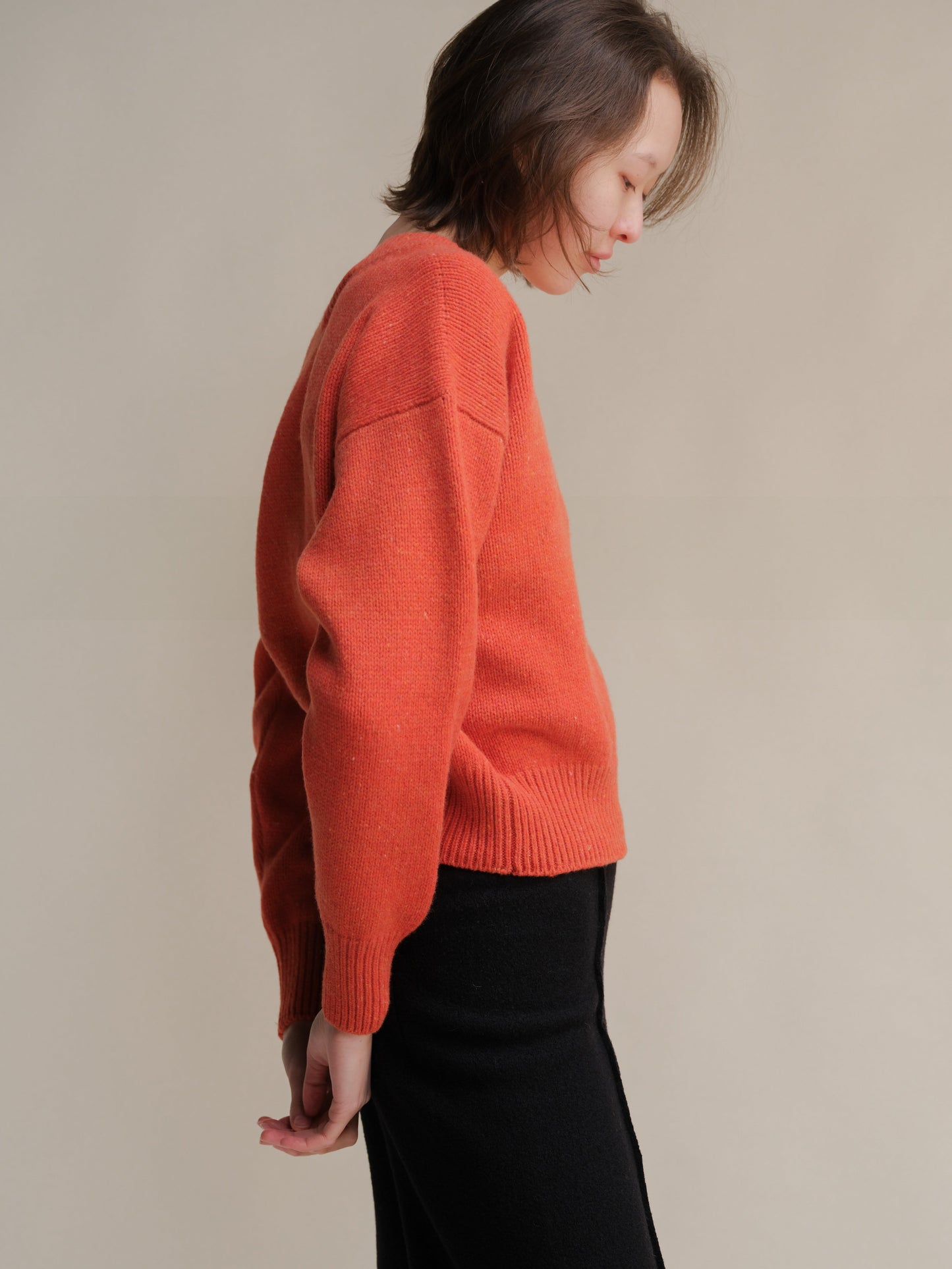 Tweed Cropped Double V-Neck Sweater