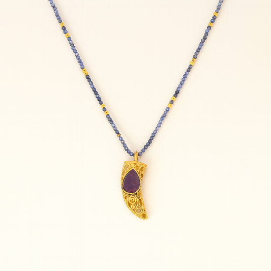 Lapis Luxe Horn Necklace