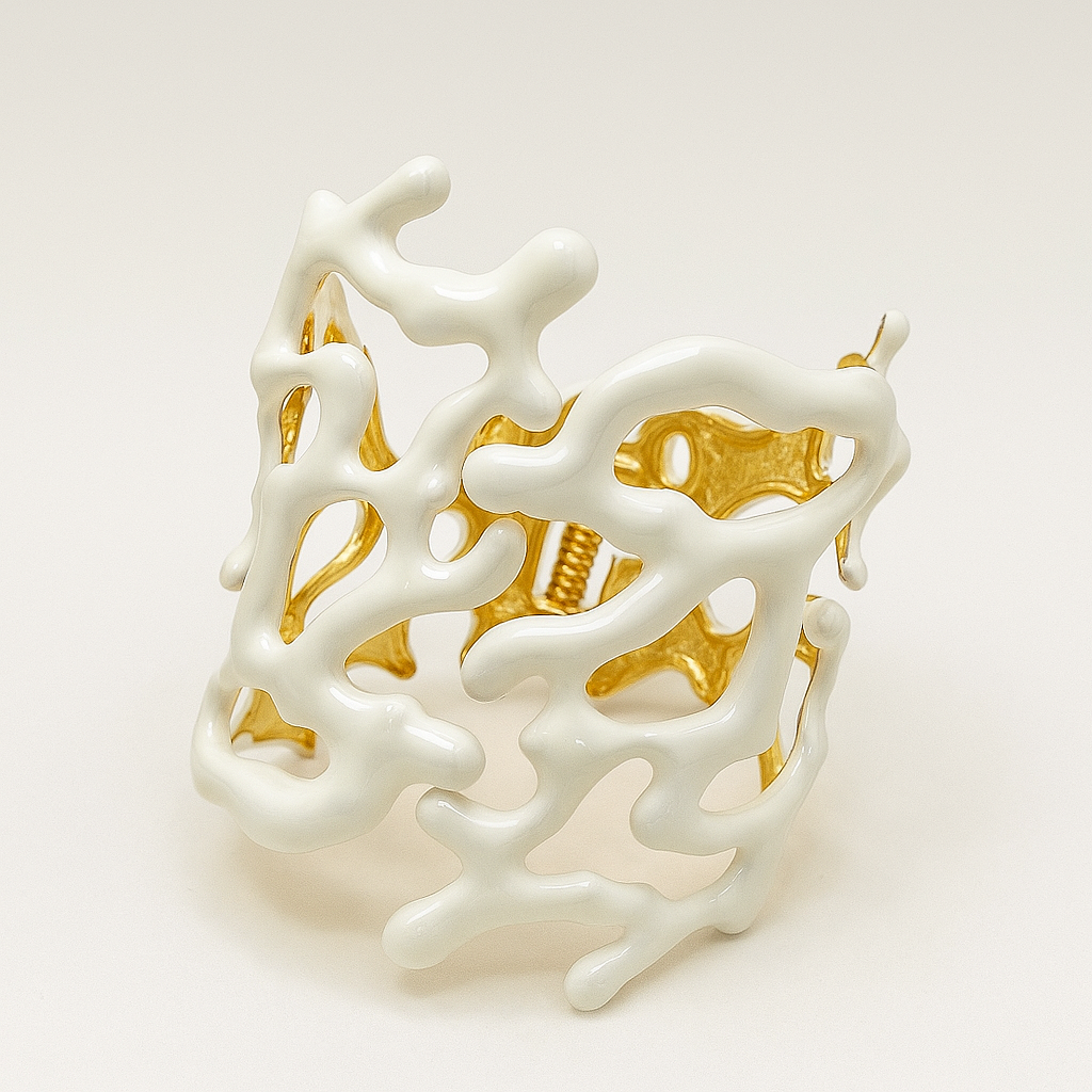 PARNIN Coral Luxe Enamel Cuff Bracelet – Red, White & Turquoise Statement Jewelry