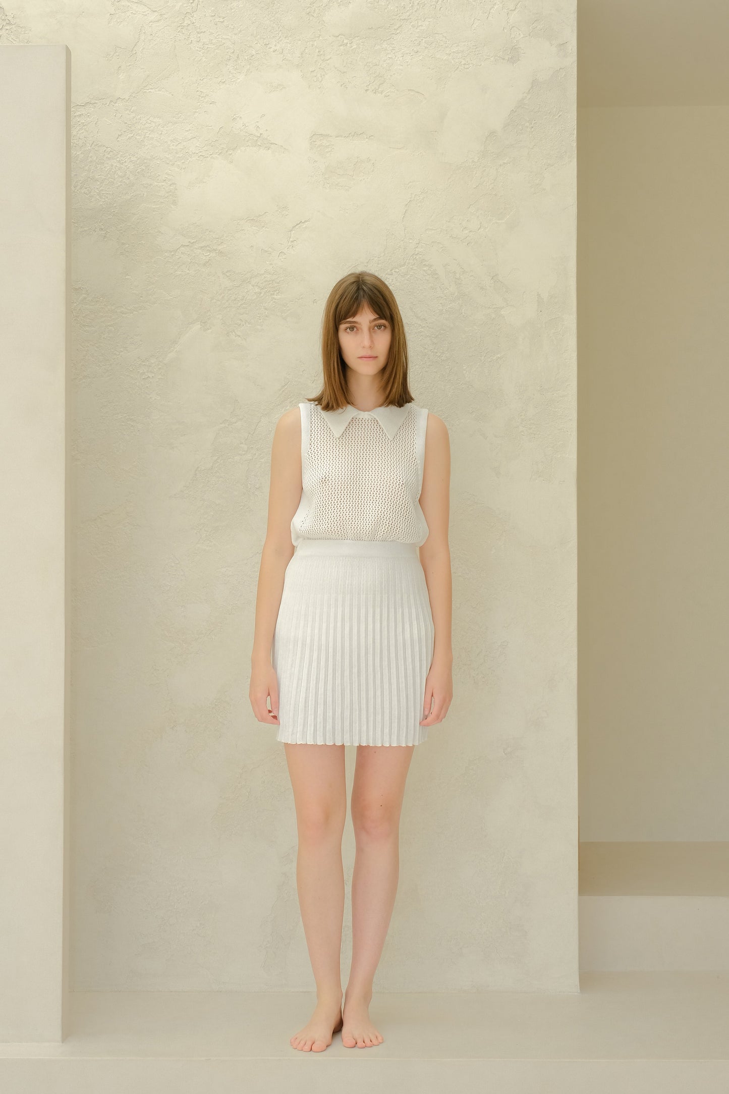 Fine Cotton Plissé Mini Skirt (3D-Knit)