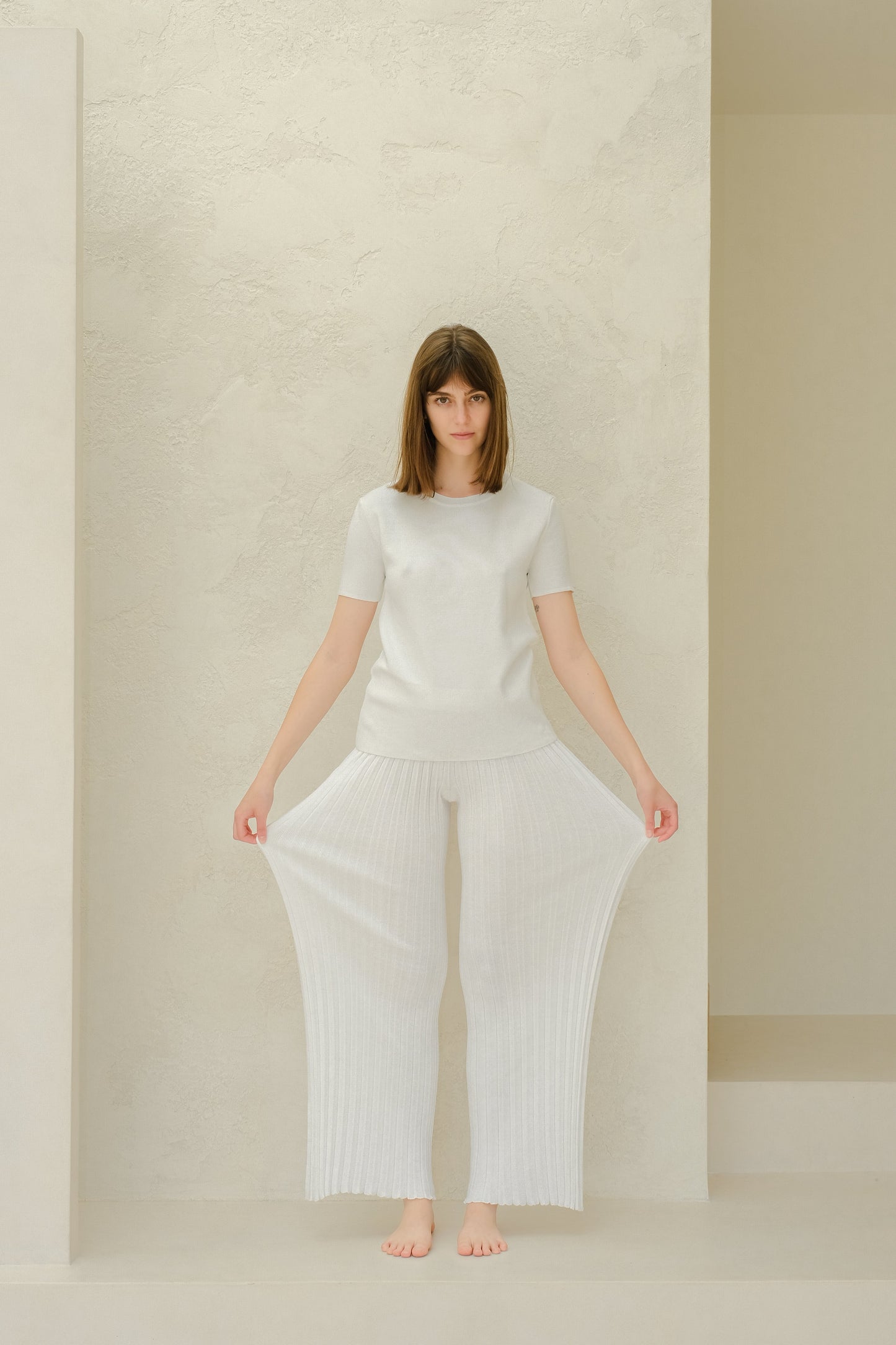 Fine Cotton Plissé Pants (3D-Knit)