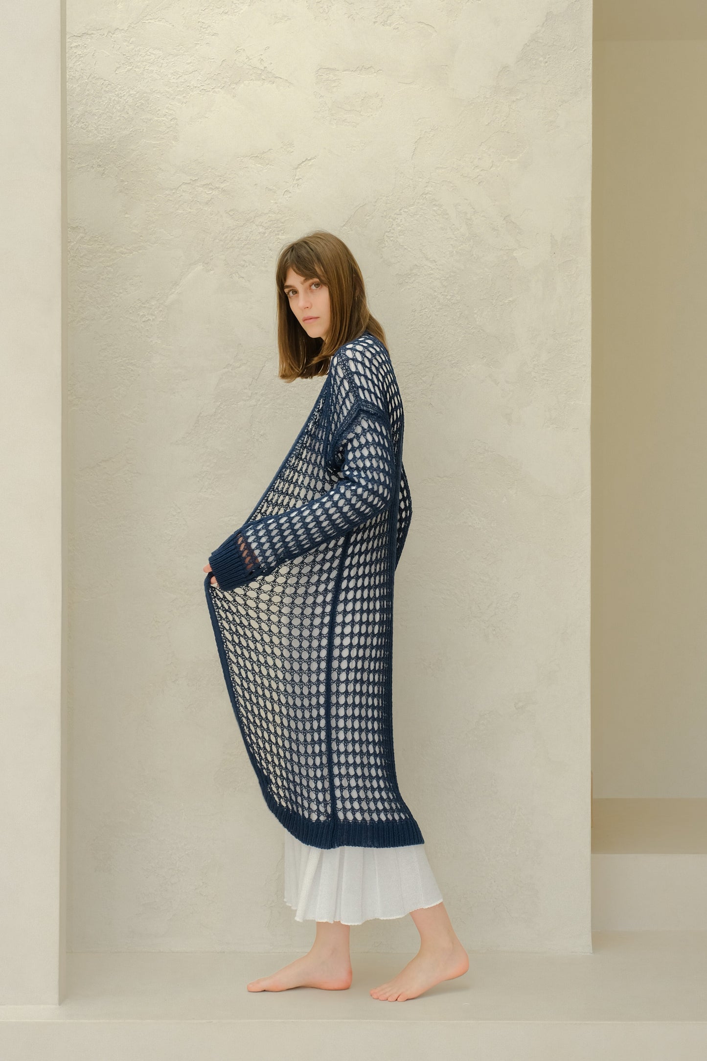 Fine Cotton Crochet Maxi Cardigan