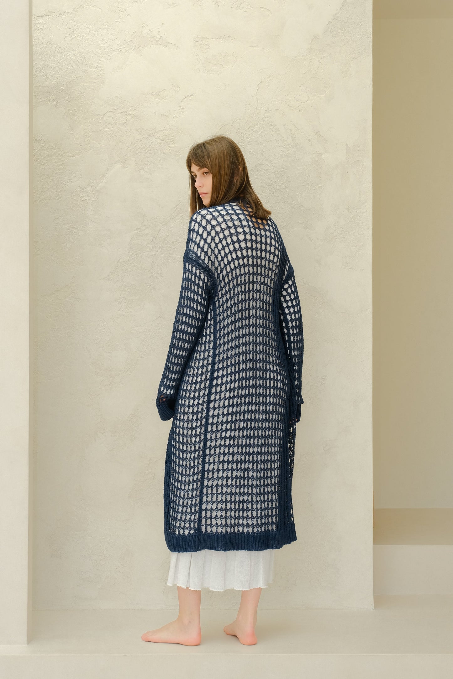 Fine Cotton Crochet Maxi Cardigan