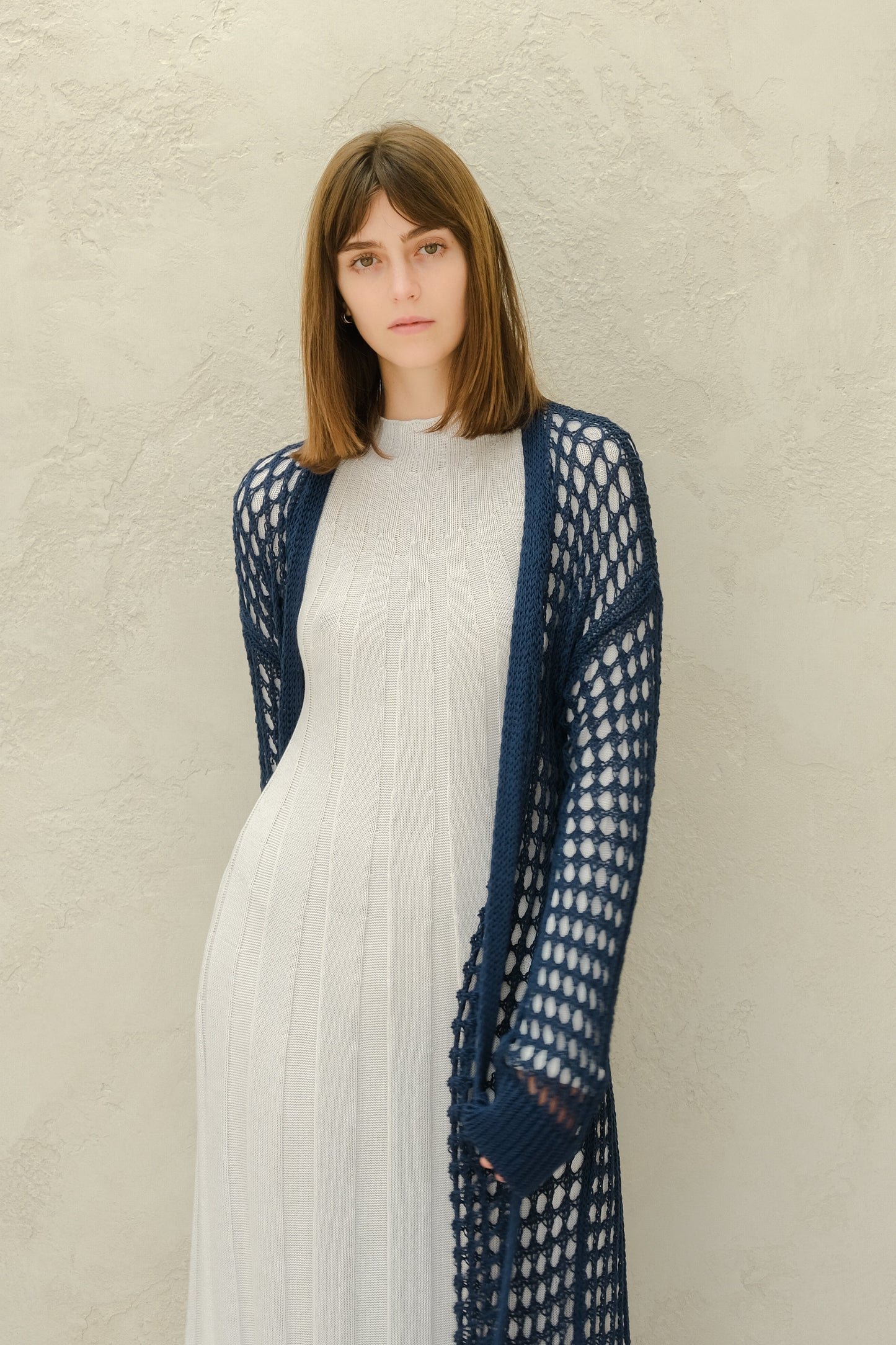 Fine Cotton Crochet Maxi Cardigan