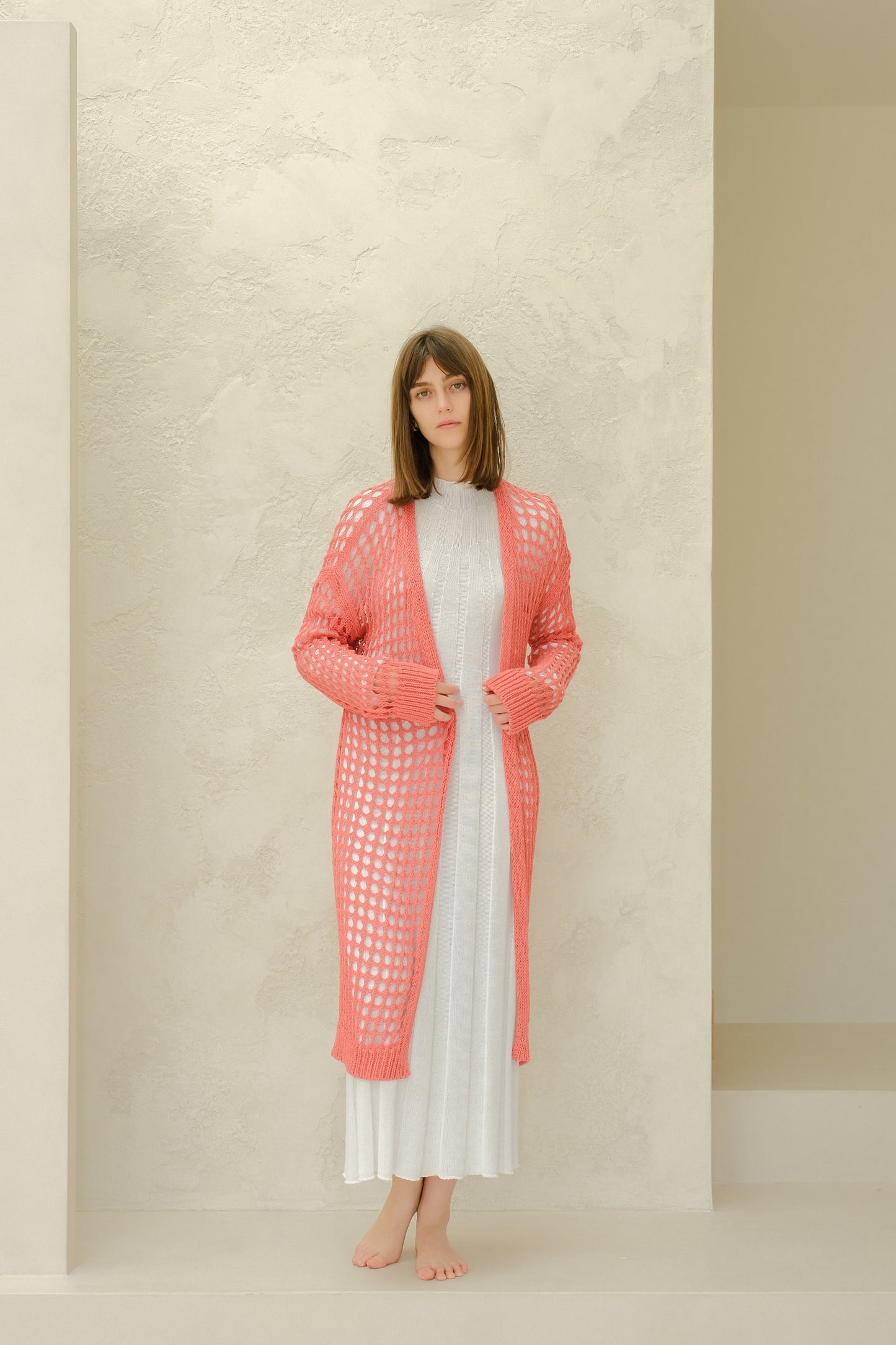 Fine Cotton Crochet Maxi Cardigan