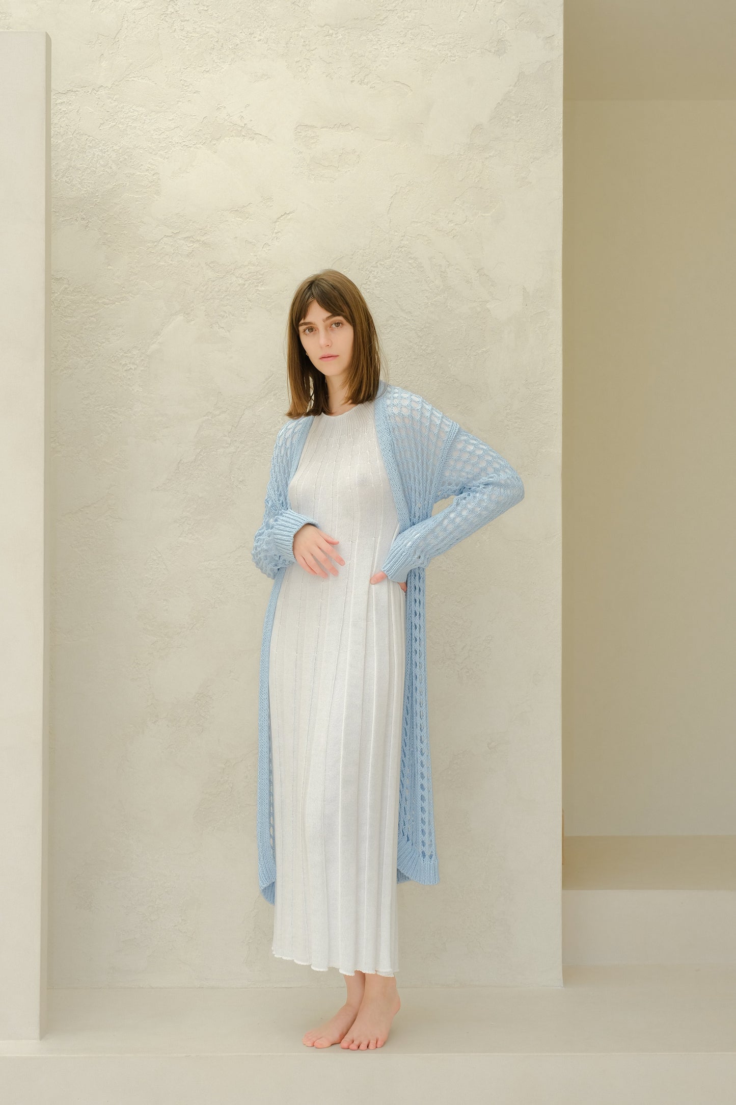 Fine Cotton Crochet Maxi Cardigan