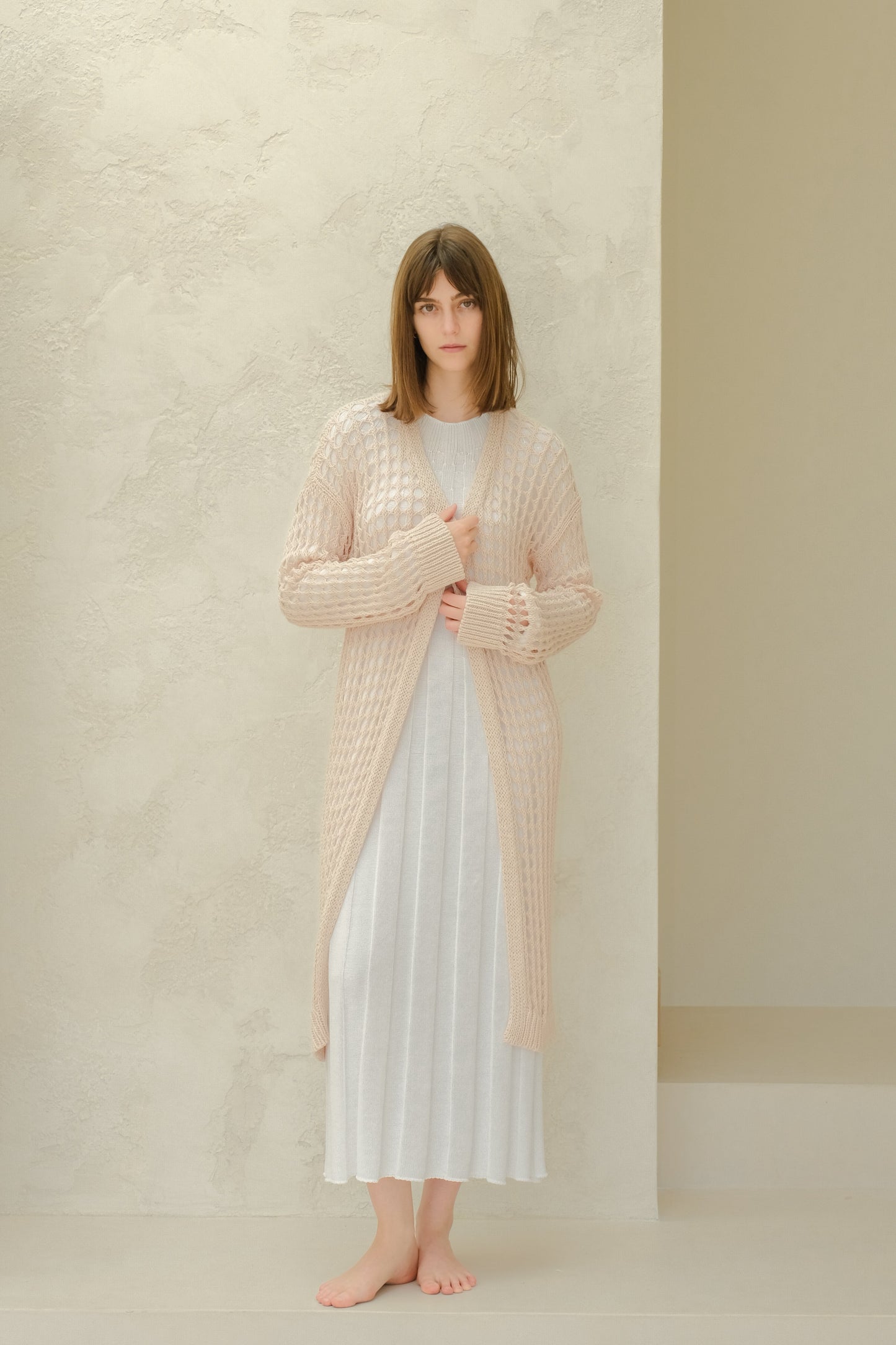 Fine Cotton Crochet Maxi Cardigan