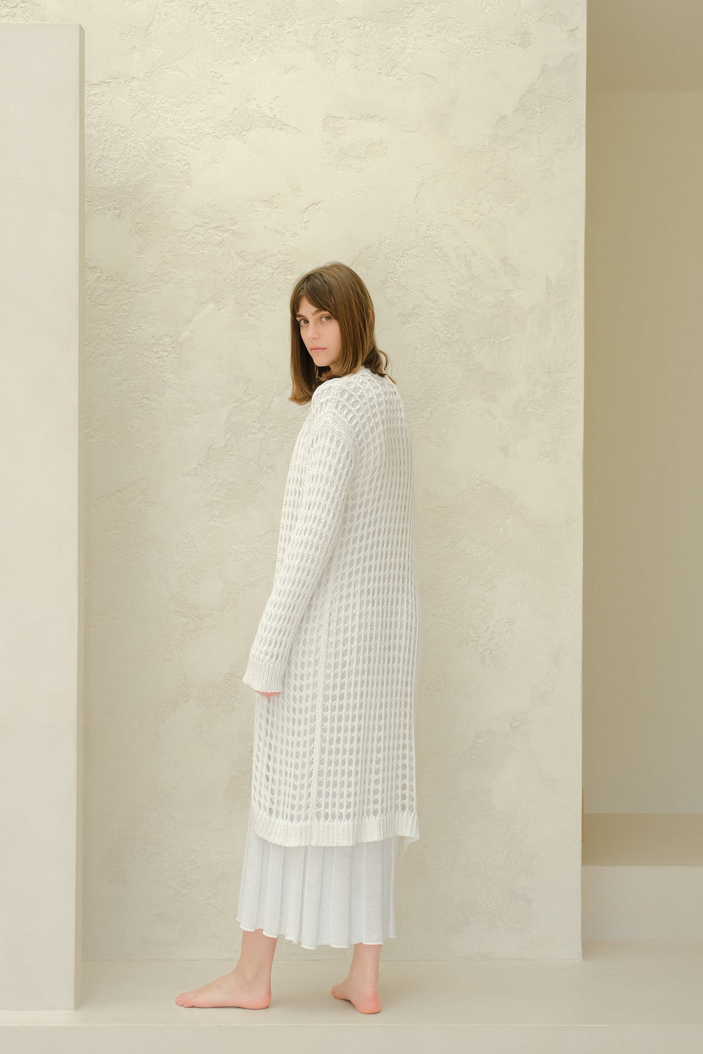 Fine Cotton Crochet Maxi Cardigan