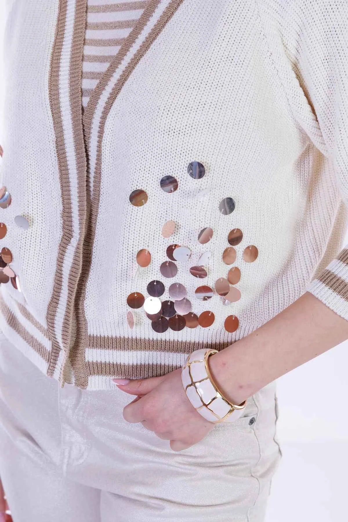 Cardigan paillettes bordo contrasto No-nà
