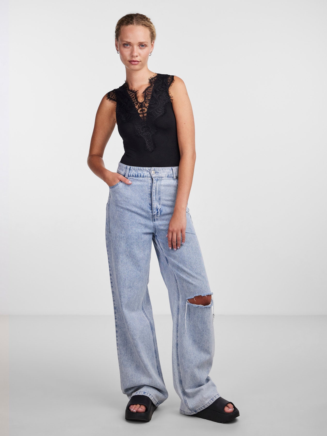 body di pizzo e cotone PIECIS - Glamourabbigliamentodonna