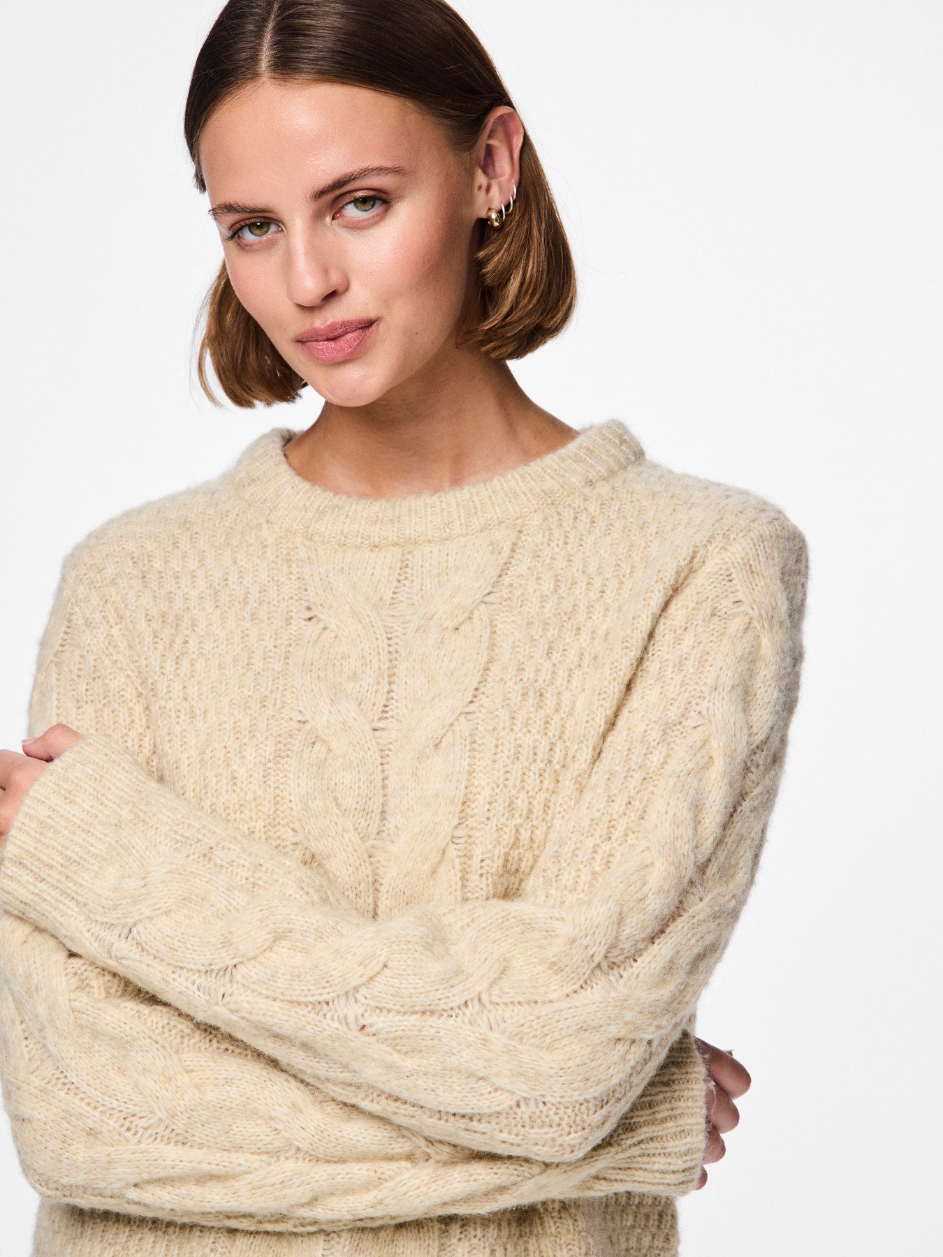MAGLIONE CON TRECCE PIECES - Glamourabbigliamentodonna