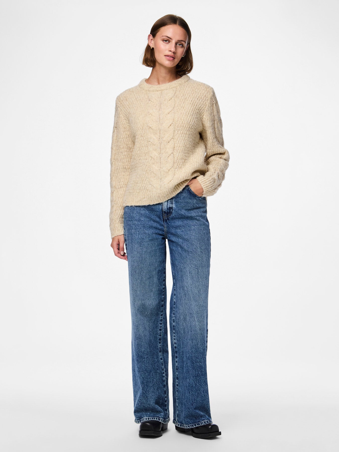 MAGLIONE CON TRECCE PIECES - Glamourabbigliamentodonna