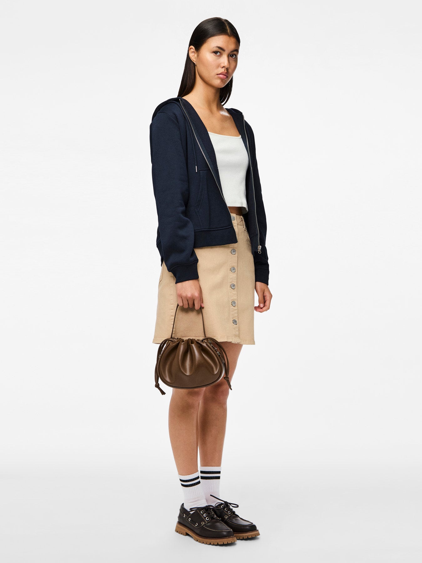 FELPA CON CAPPUCCIO PCCHILLI LS ZIP HOODIE NOOS BC - Glamourabbigliamentodonna