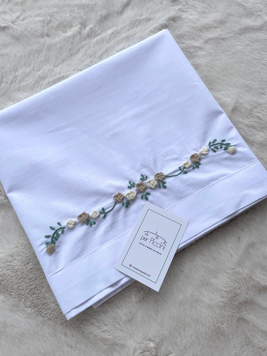 Parure lenzuola culla ricamate