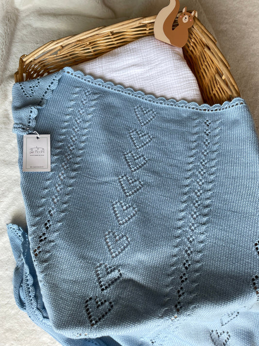 Copertina "Cuoricini" in lana baby