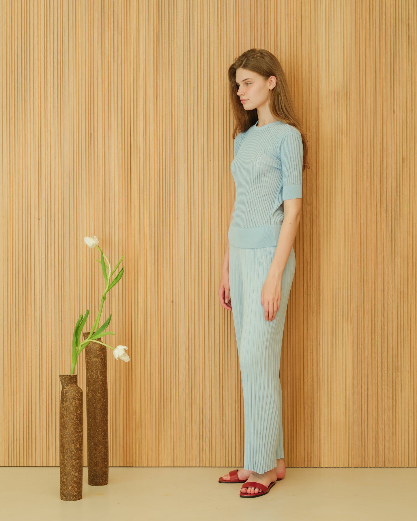 Fine Cotton Plissé Pants (3D-Knit)