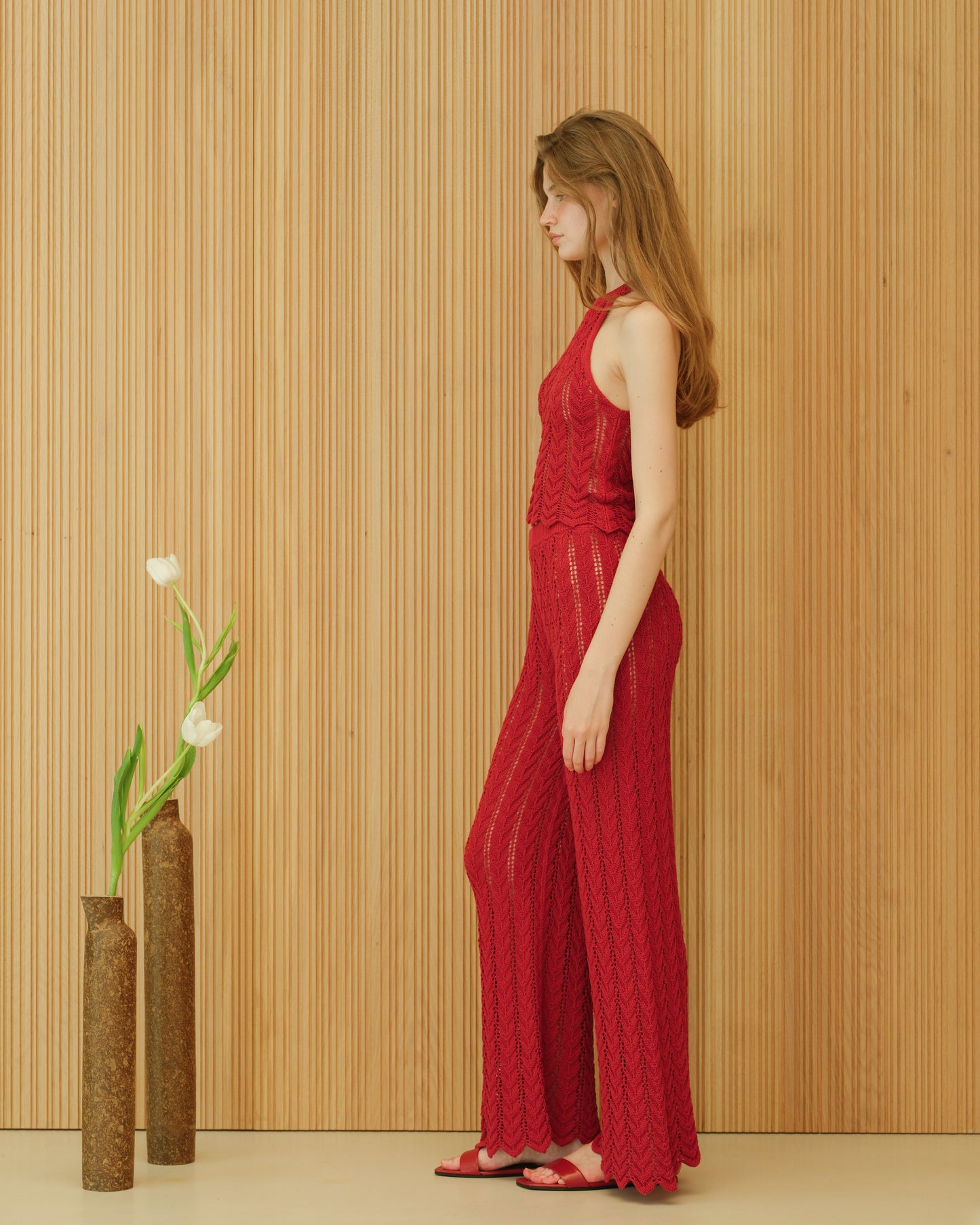 Fine Cotton Crochet Zig Zag Halter Top