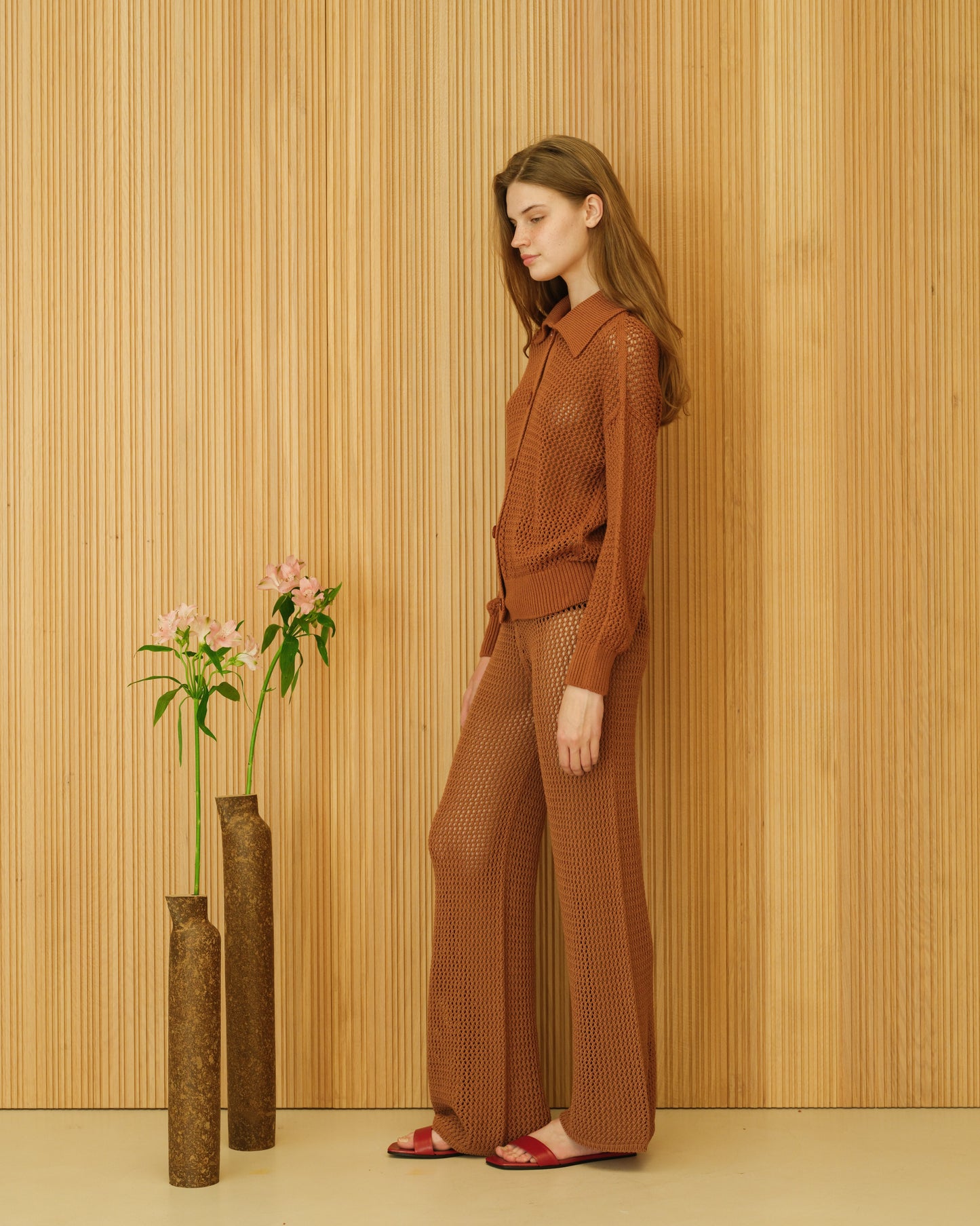 Fine Cotton Crochet Polo Cardigan