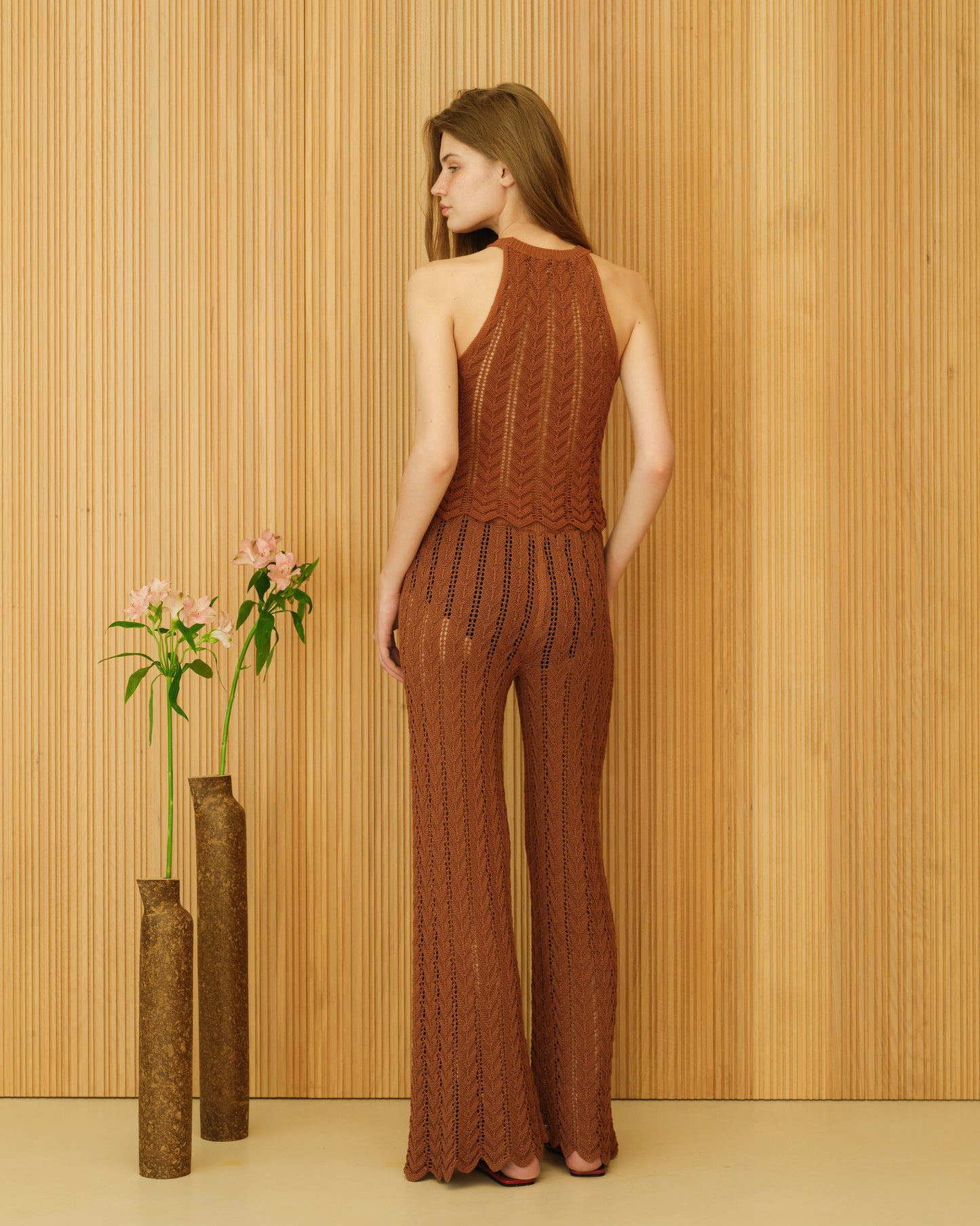 Fine Cotton Crochet Zig Zag Halter Top