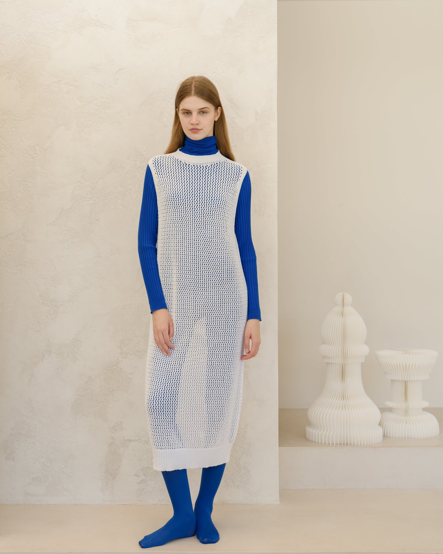 Fine Cotton Sleeveless Crochet Dress (3D-Knit)