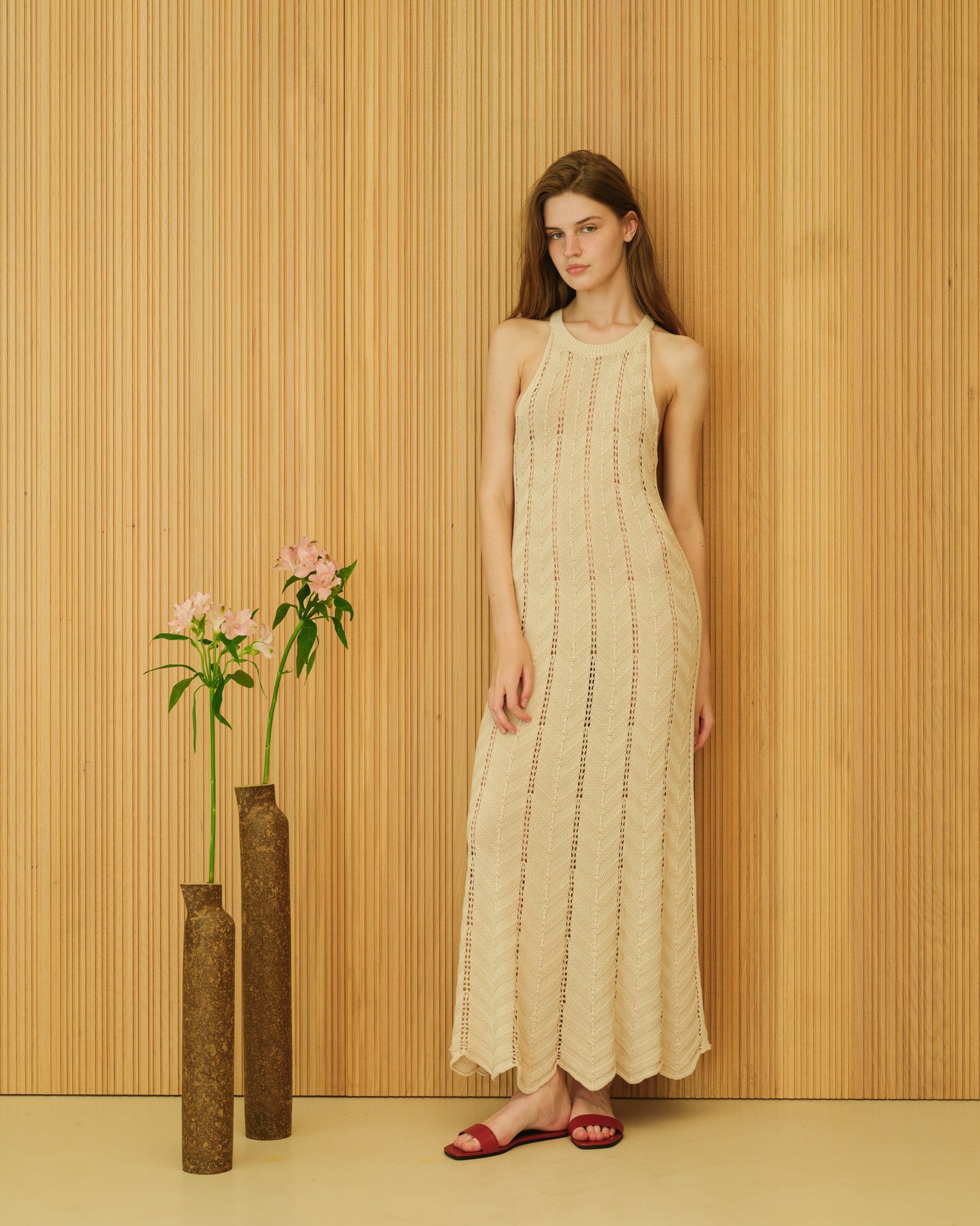 Fine Cotton Dress with Zig Zag Crochet