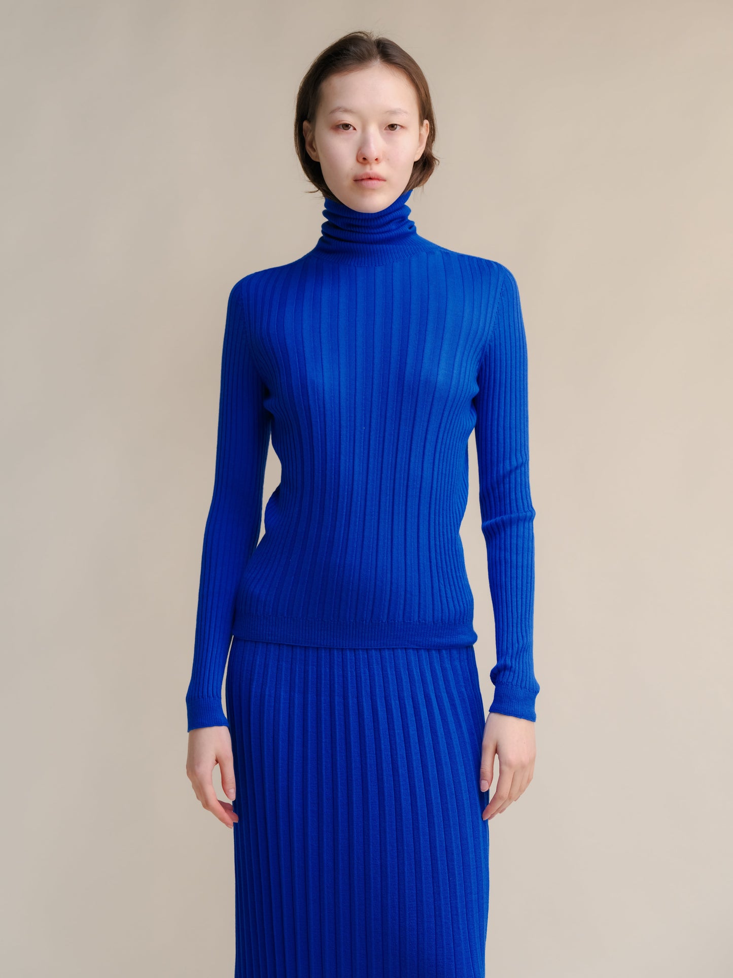 Extra Fine Merino Wool Ribbed Turtle Neck (3D-Knit)