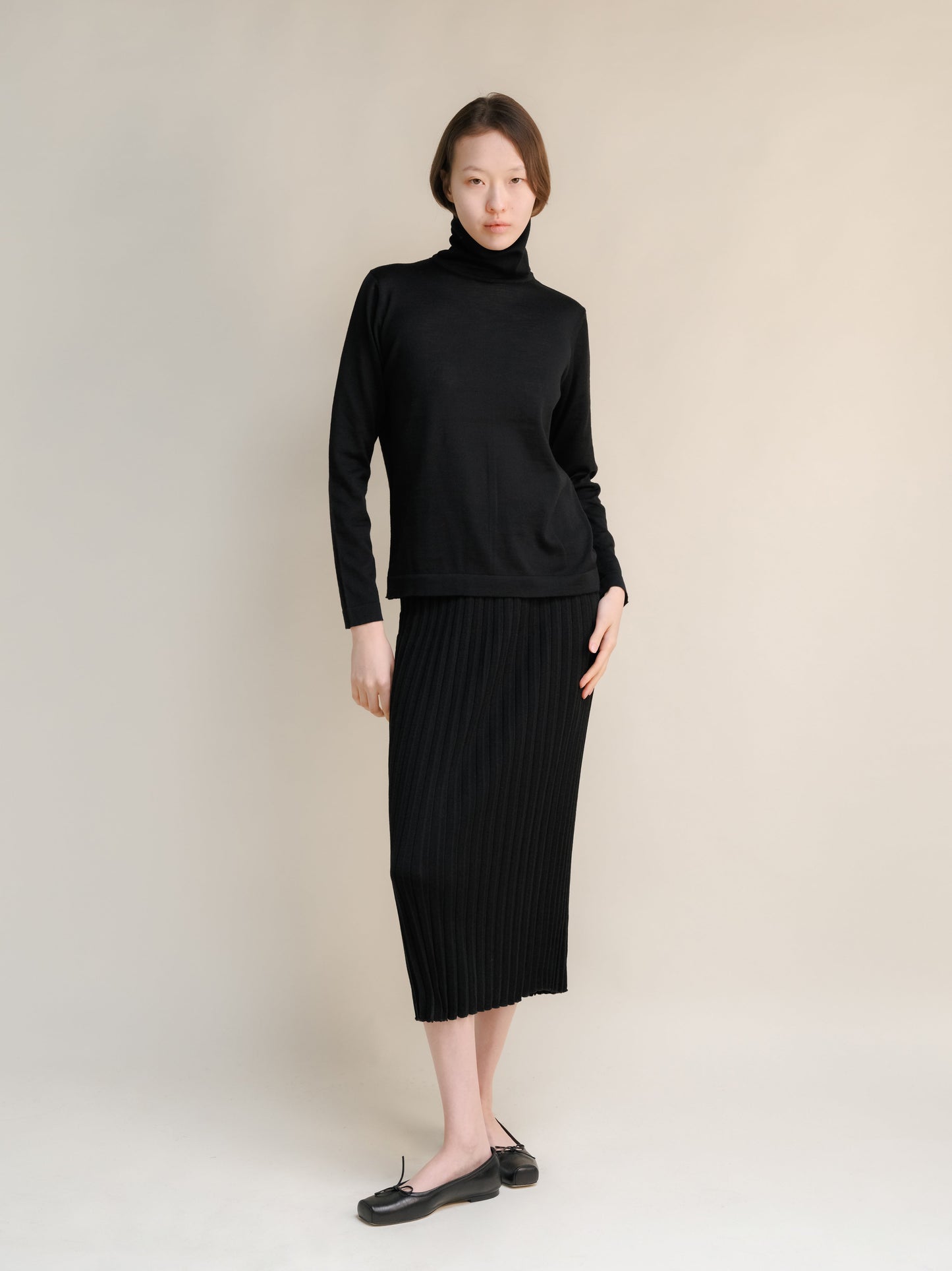 Extra Fine Merino Wool Turtleneck with Straight Sleeve